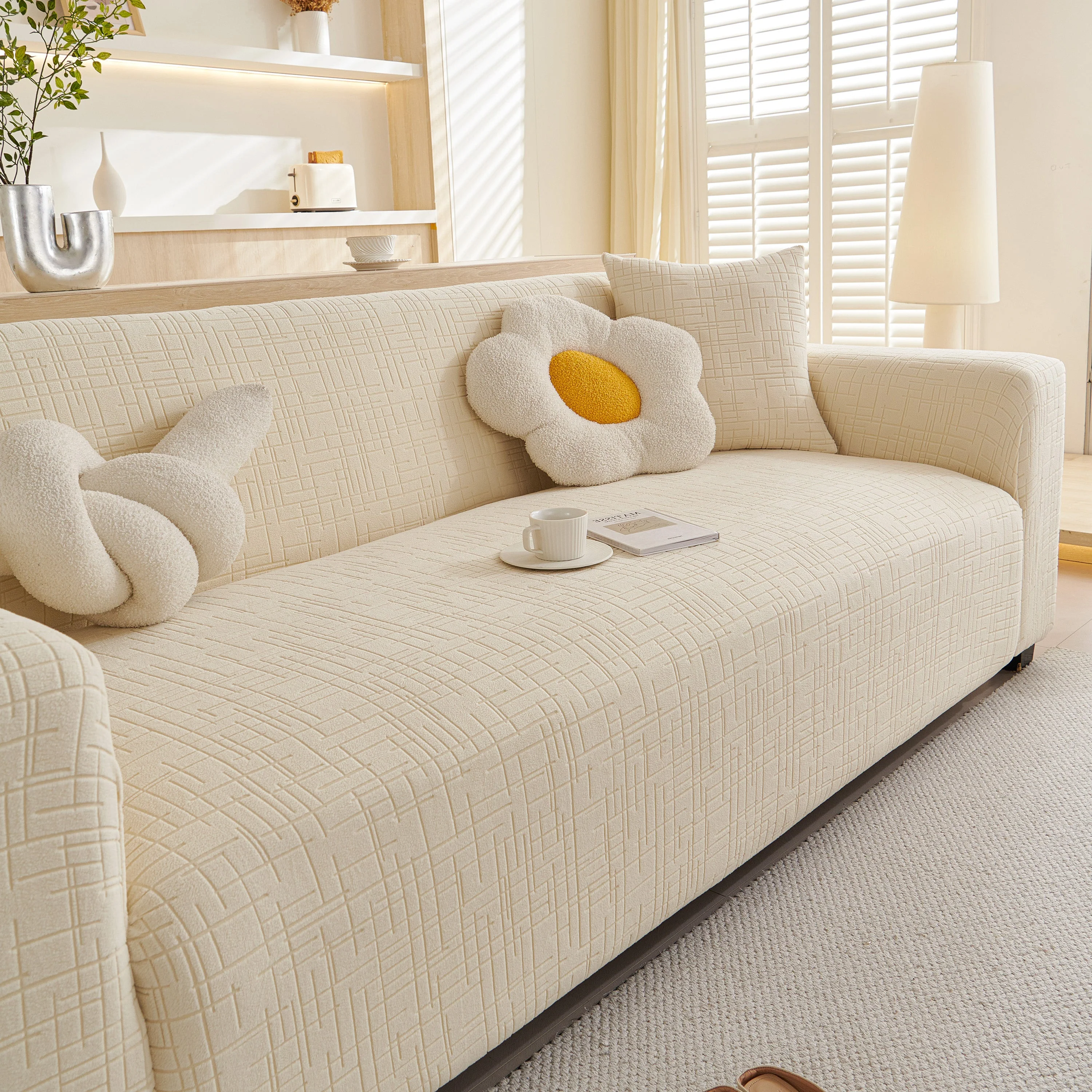 Embossed Lines Couch Covers Stretchable Non-Slip & Washable Sofa Slipcovers - Image 127