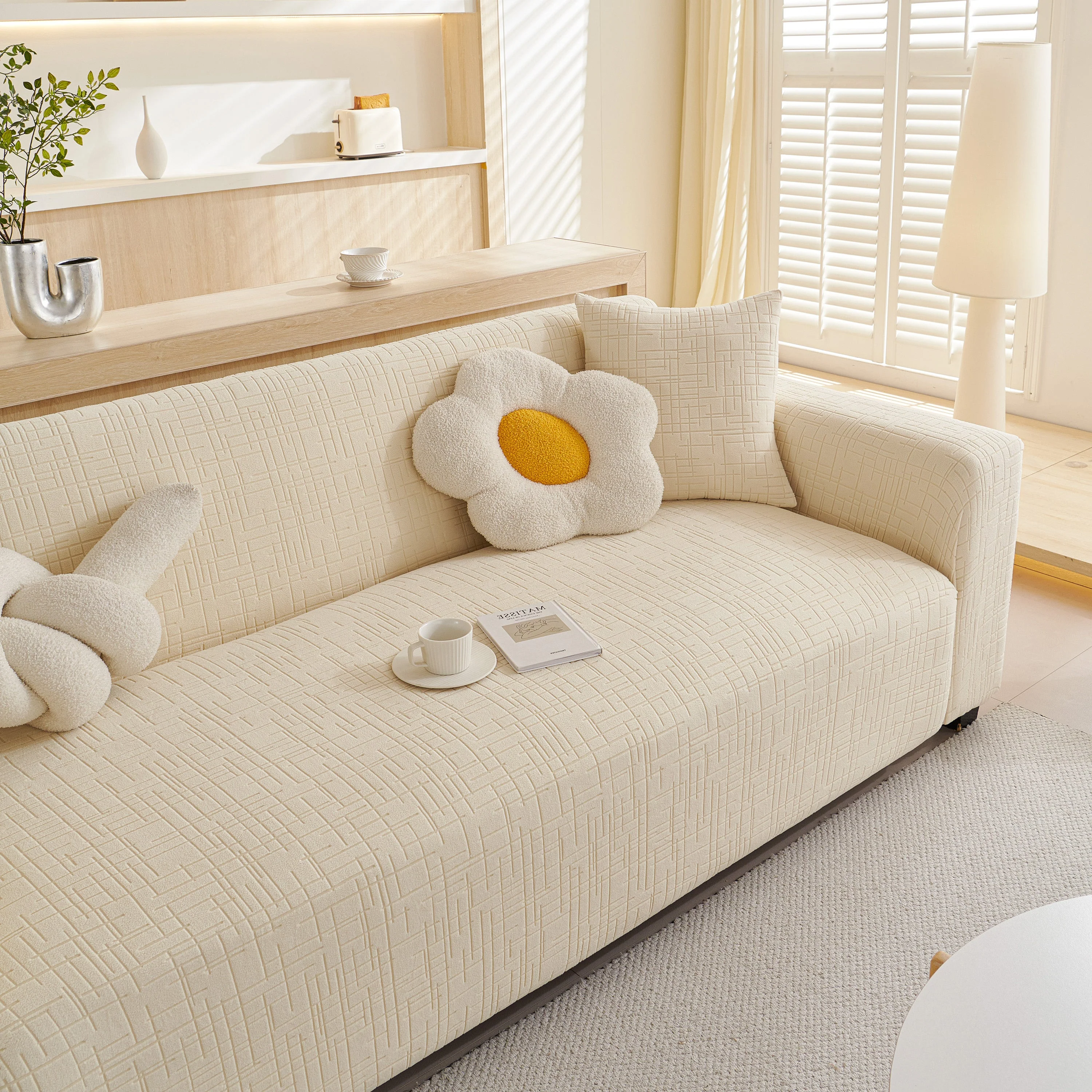 Embossed Lines Couch Covers Stretchable Non-Slip & Washable Sofa Slipcovers - Image 128