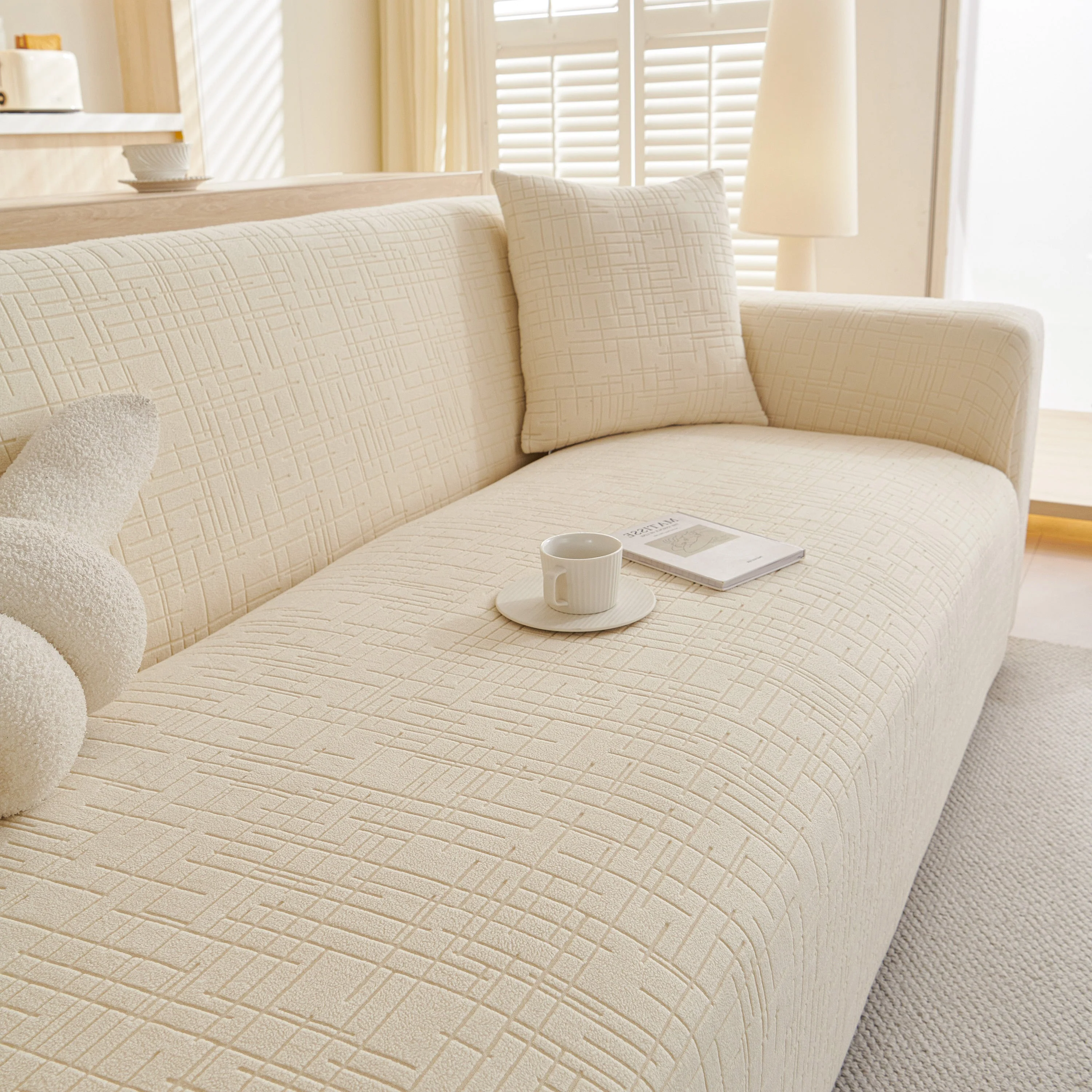 Embossed Lines Couch Covers Stretchable Non-Slip & Washable Sofa Slipcovers - Image 132