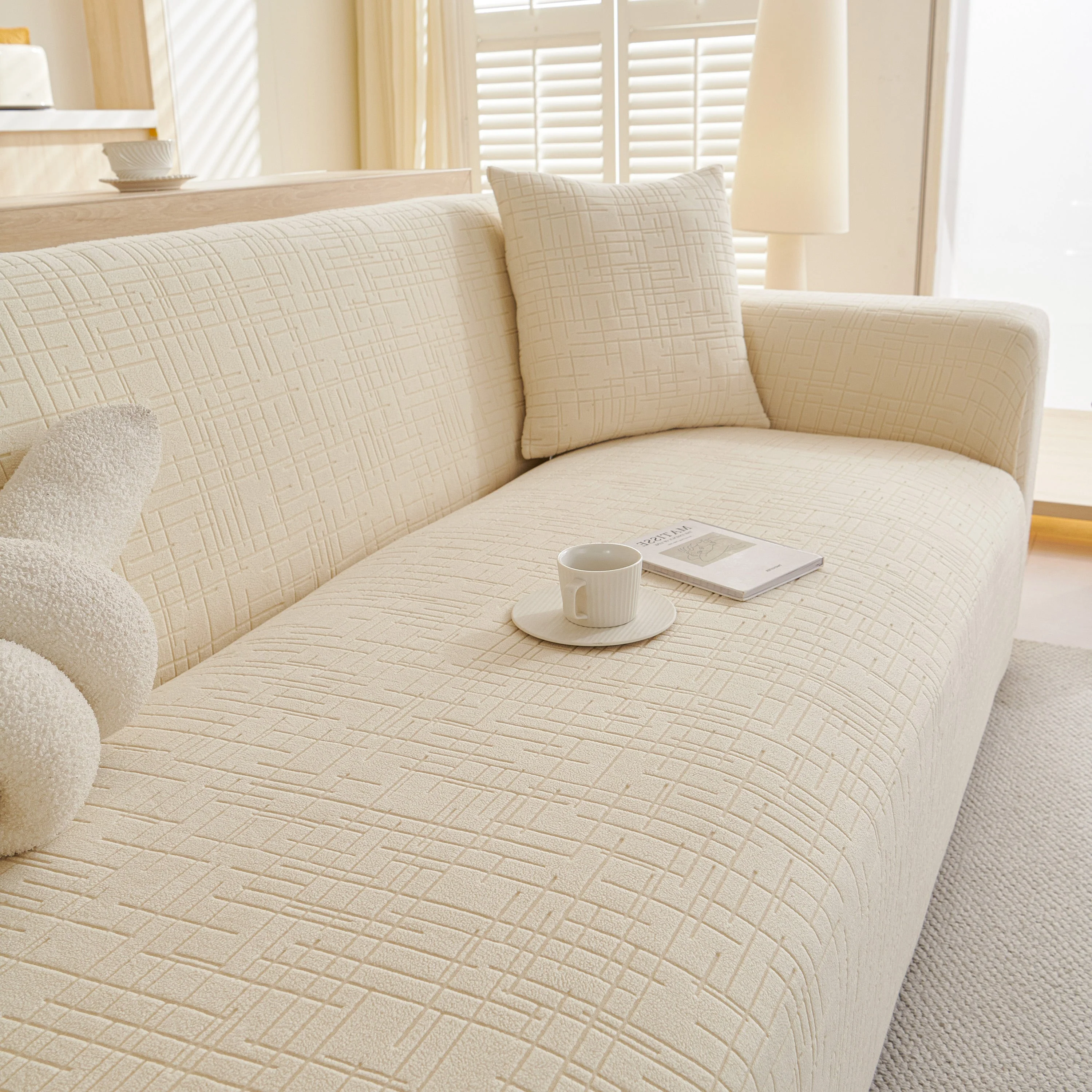 Embossed Lines Couch Covers Stretchable Non-Slip & Washable Sofa Slipcovers - Image 133