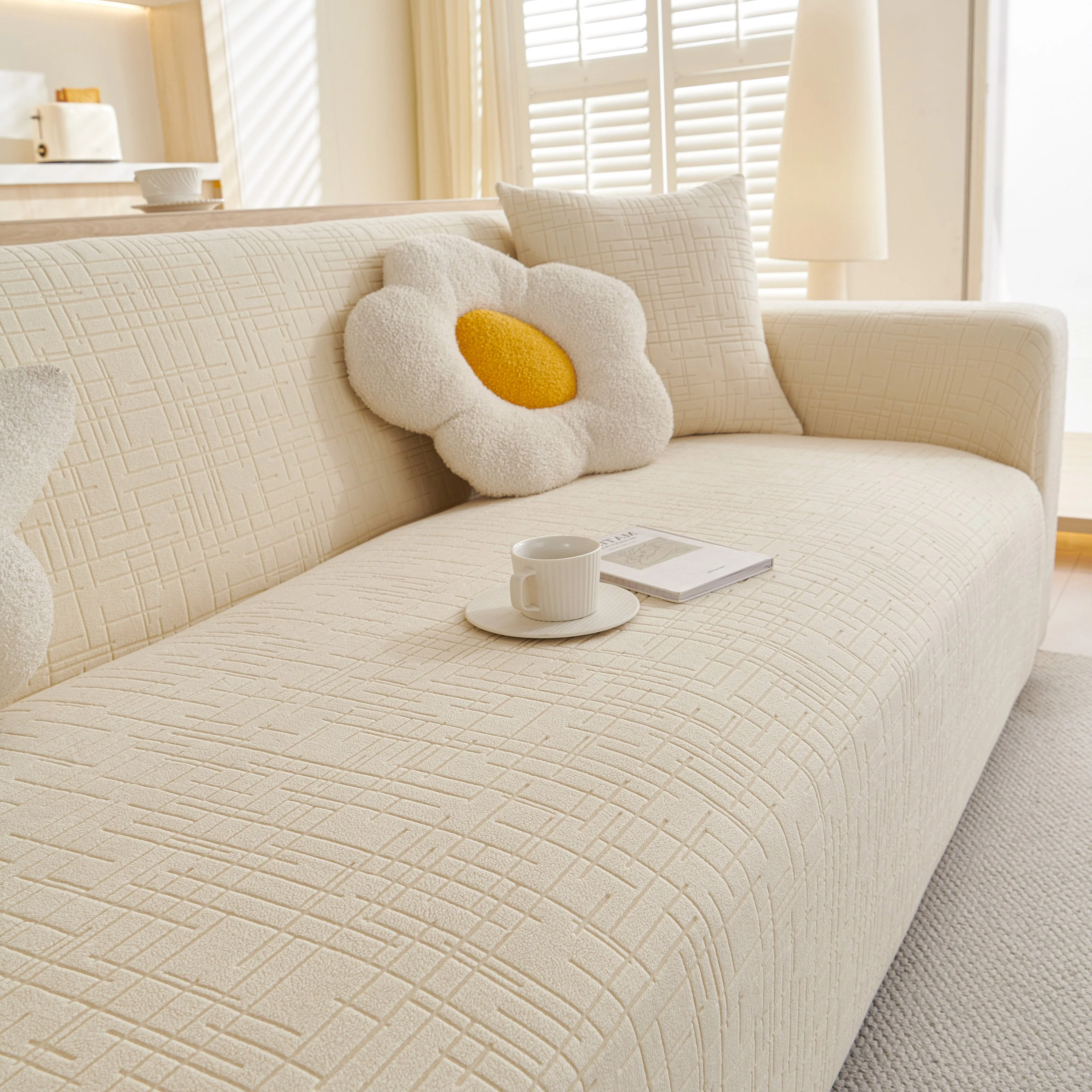 Embossed Lines Couch Covers Stretchable Non-Slip & Washable Sofa Slipcovers - Image 134