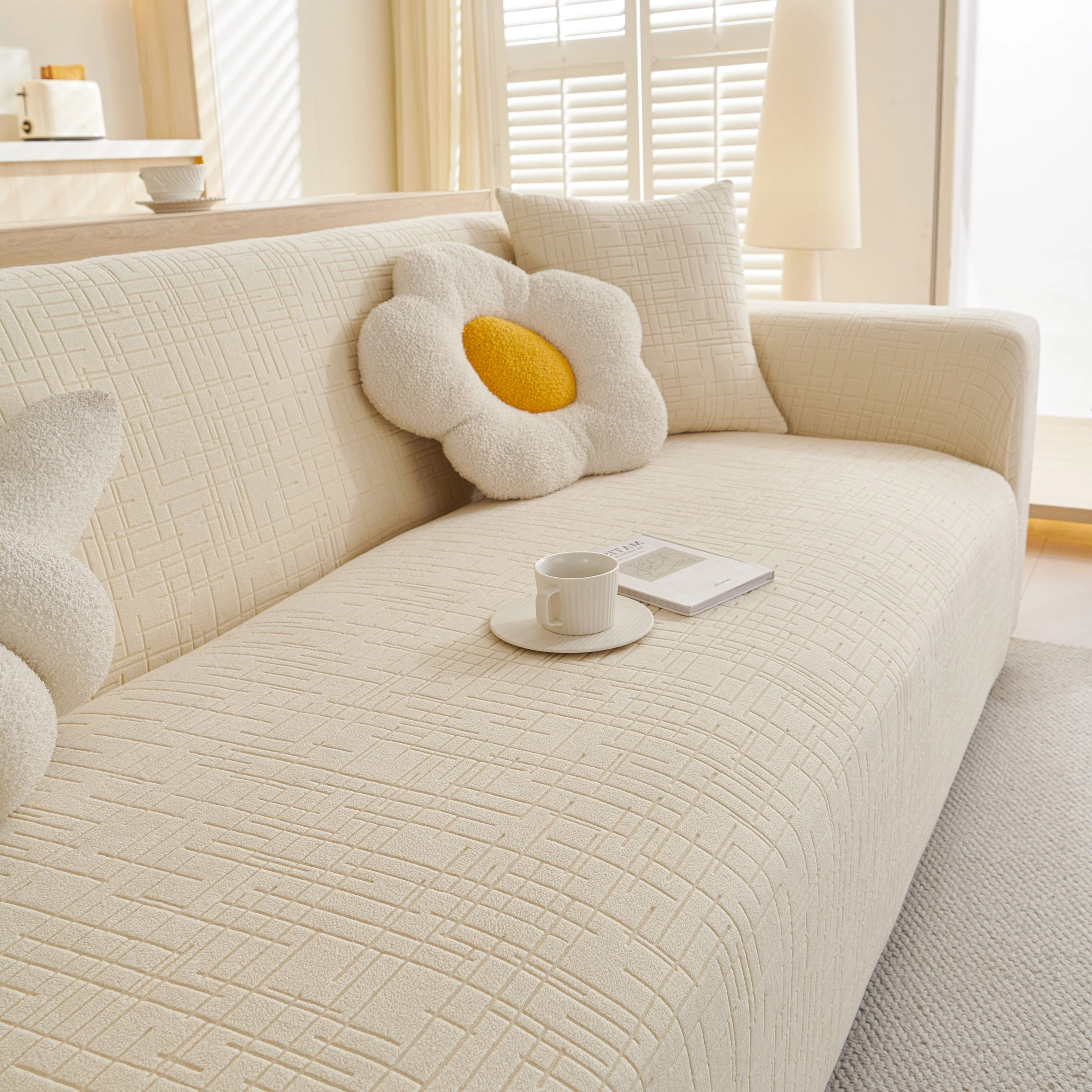 Embossed Lines Couch Covers Stretchable Non-Slip & Washable Sofa Slipcovers - Image 135