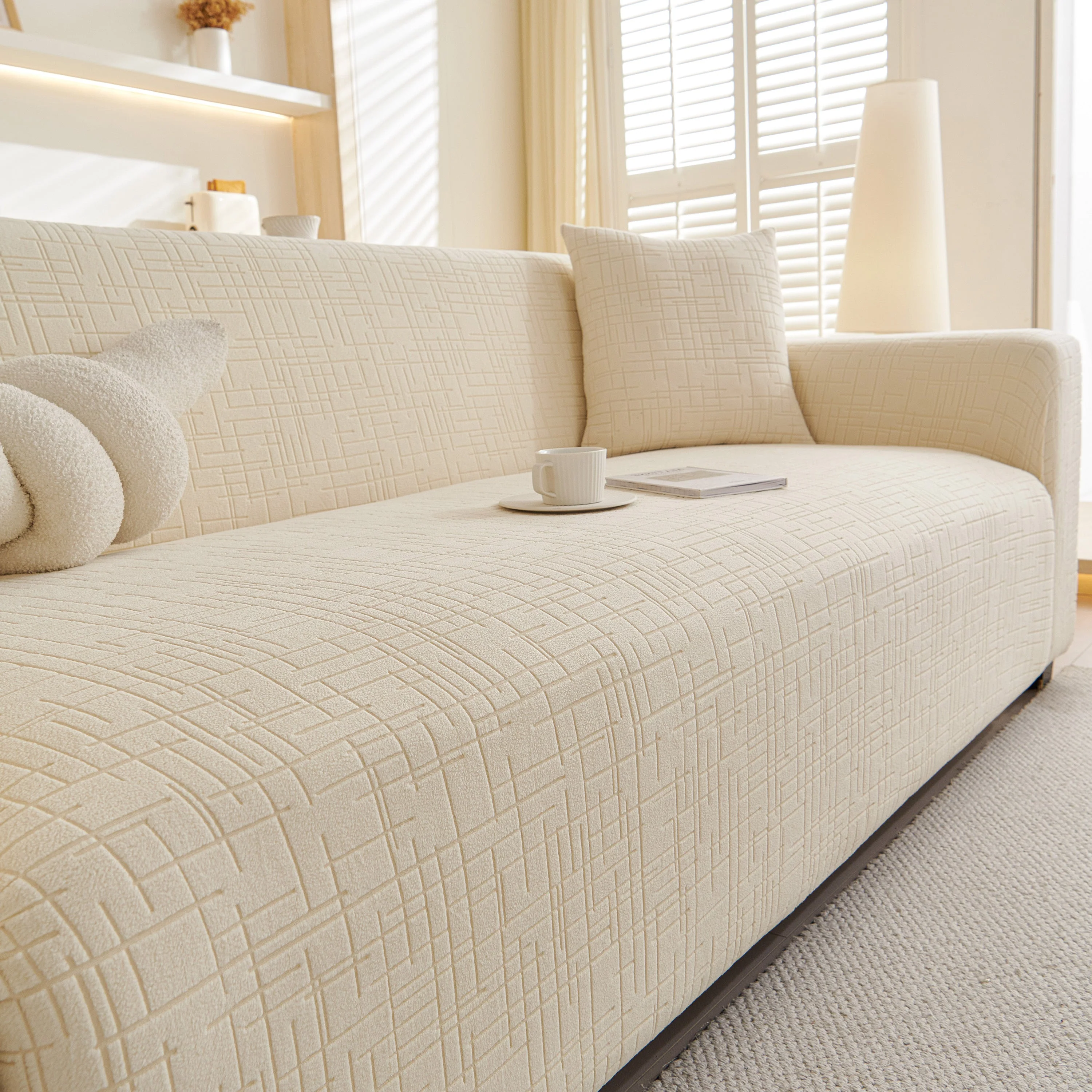 Embossed Lines Couch Covers Stretchable Non-Slip & Washable Sofa Slipcovers - Image 136
