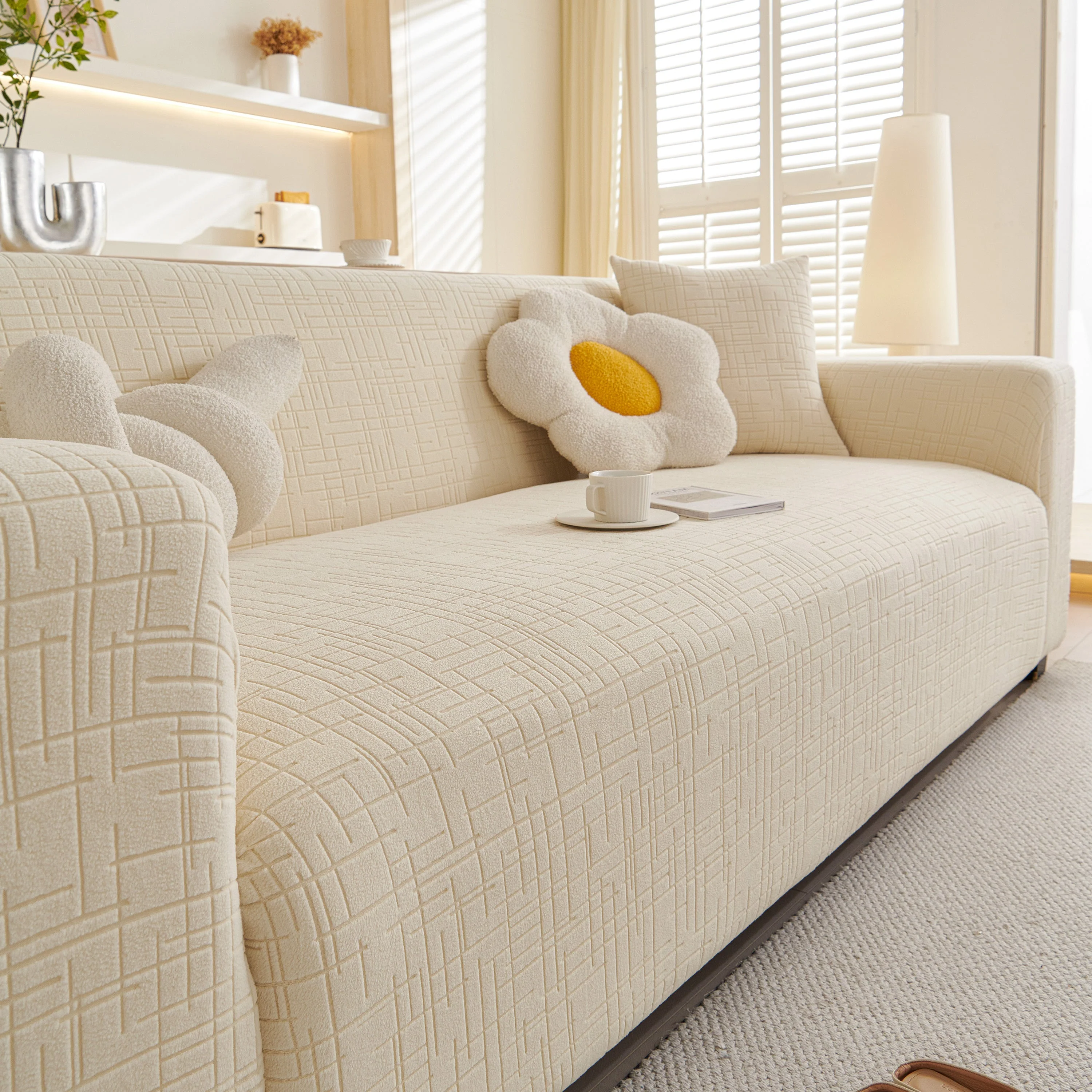 Embossed Lines Couch Covers Stretchable Non-Slip & Washable Sofa Slipcovers - Image 137