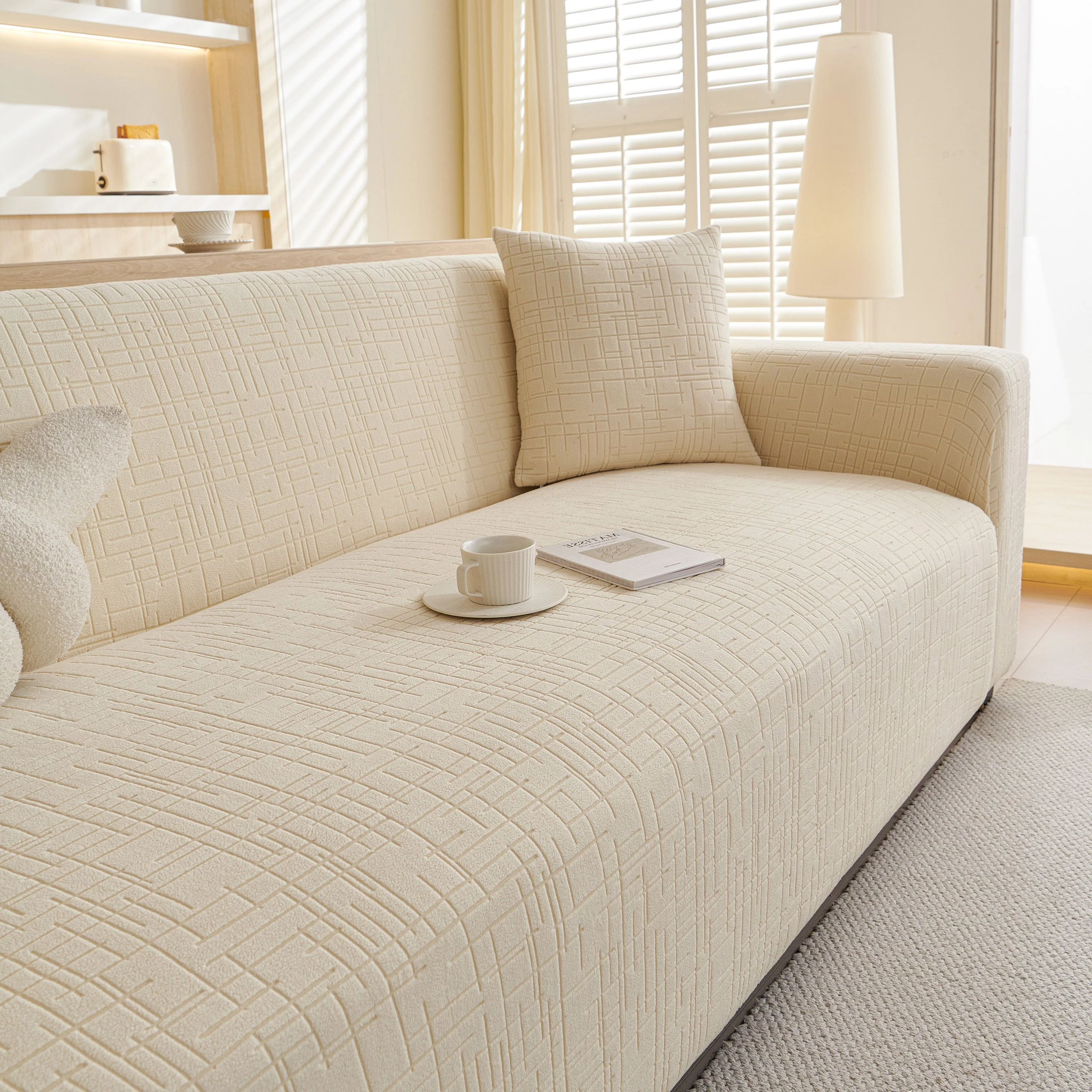 Embossed Lines Couch Covers Stretchable Non-Slip & Washable Sofa Slipcovers - Image 138