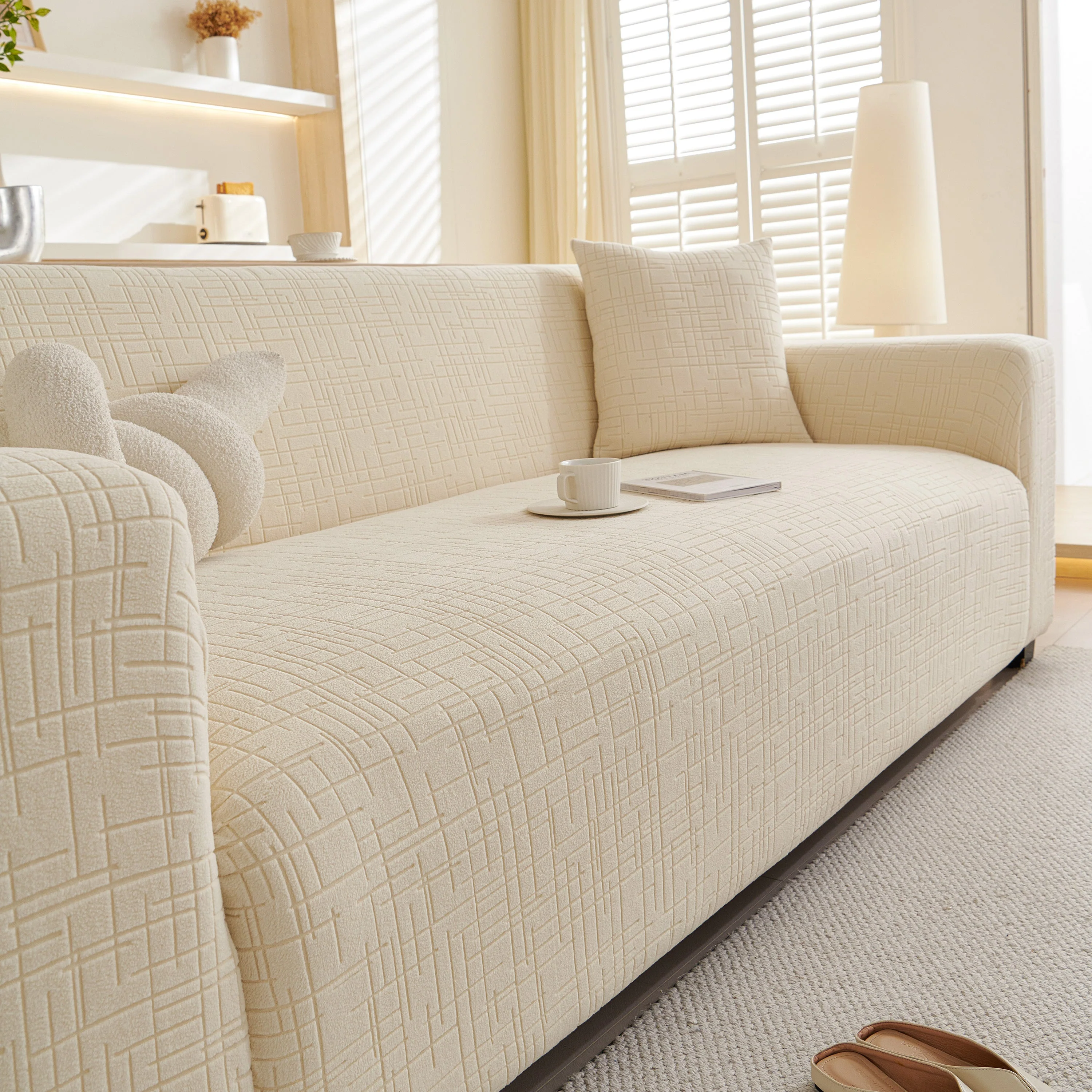 Embossed Lines Couch Covers Stretchable Non-Slip & Washable Sofa Slipcovers - Image 139