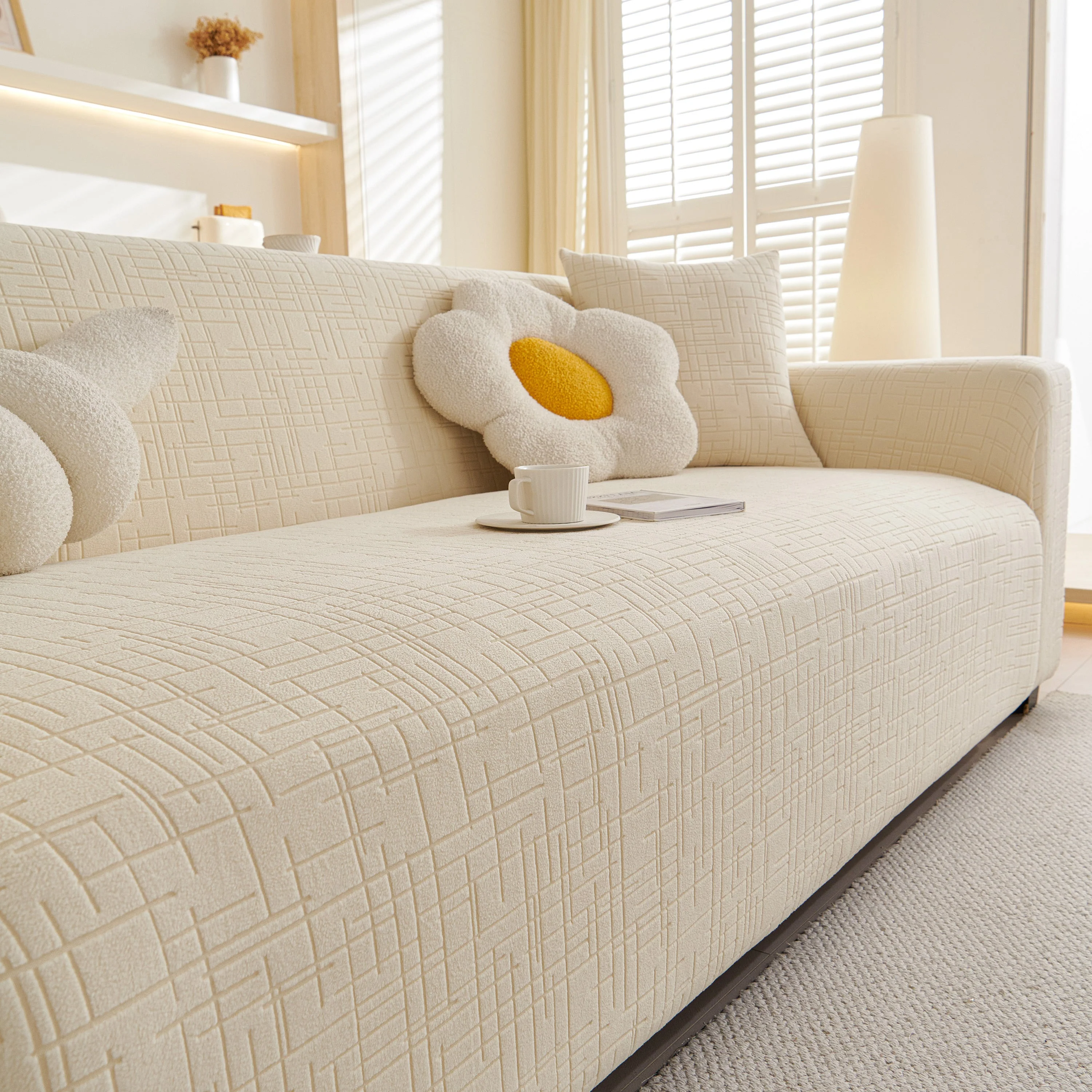 Embossed Lines Couch Covers Stretchable Non-Slip & Washable Sofa Slipcovers - Image 140