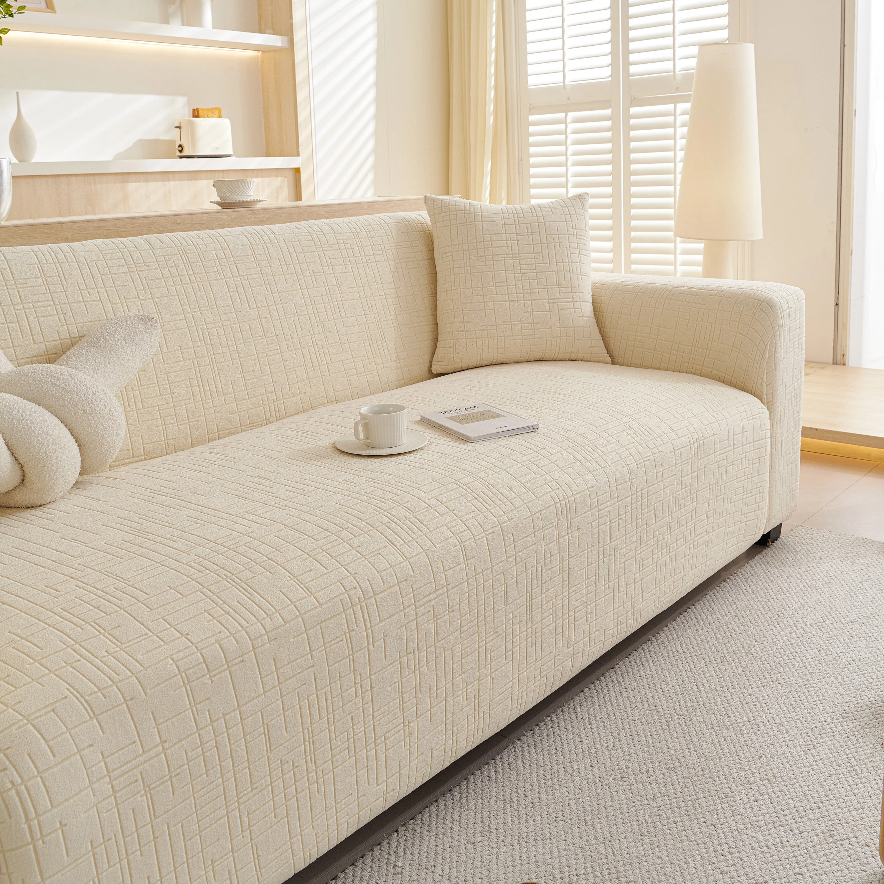 Embossed Lines Couch Covers Stretchable Non-Slip & Washable Sofa Slipcovers - Image 142