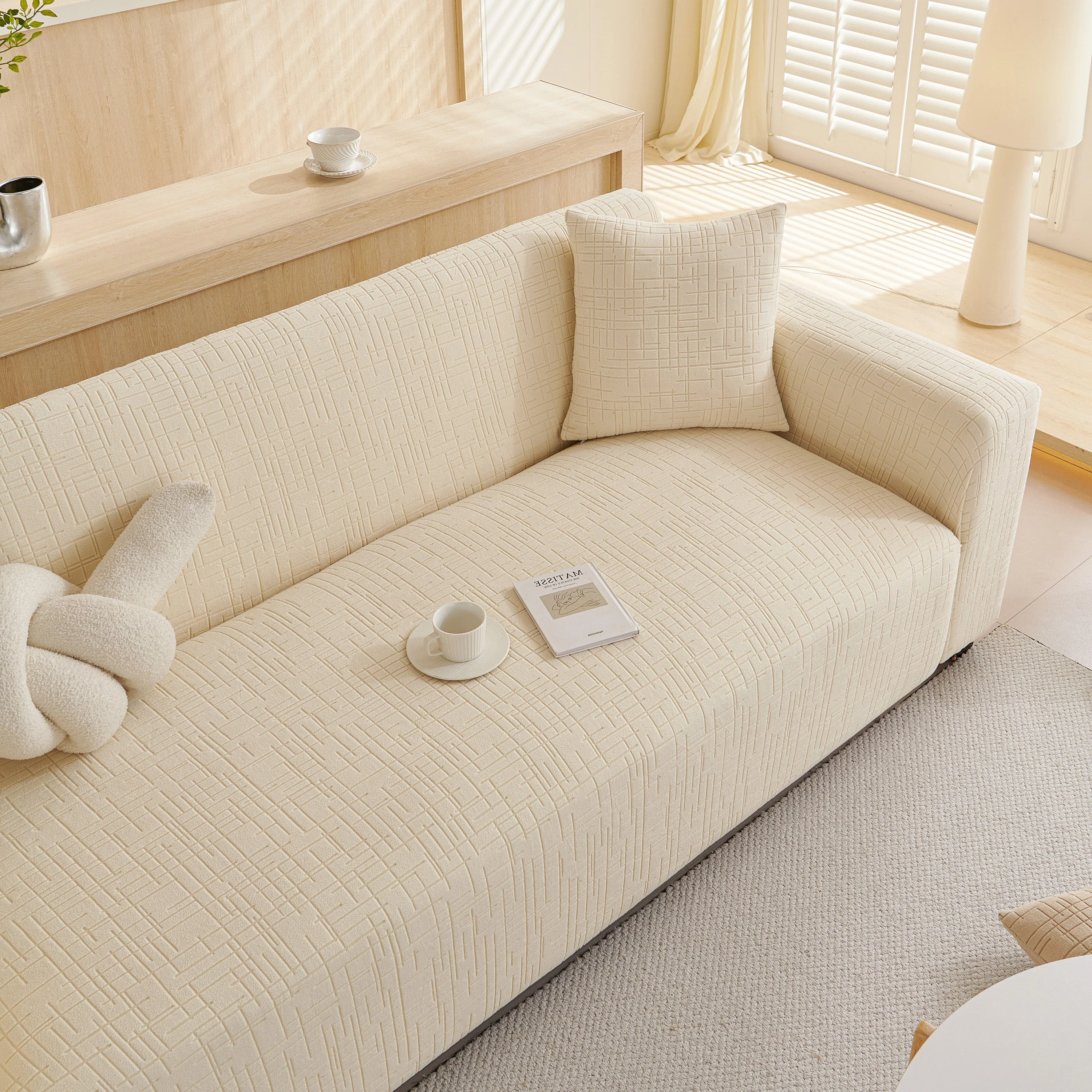 Embossed Lines Couch Covers Stretchable Non-Slip & Washable Sofa Slipcovers - Image 144