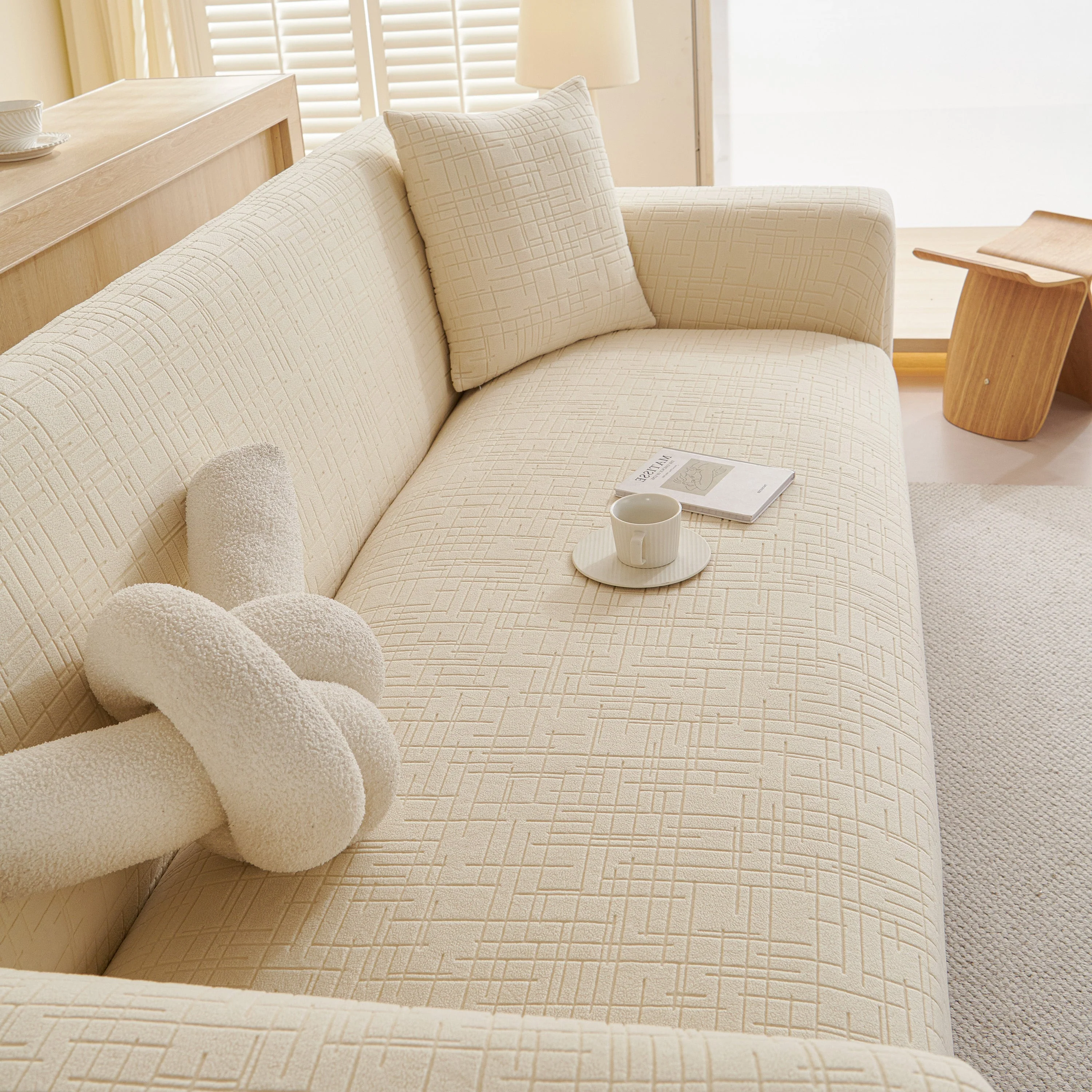 Embossed Lines Couch Covers Stretchable Non-Slip & Washable Sofa Slipcovers - Image 147