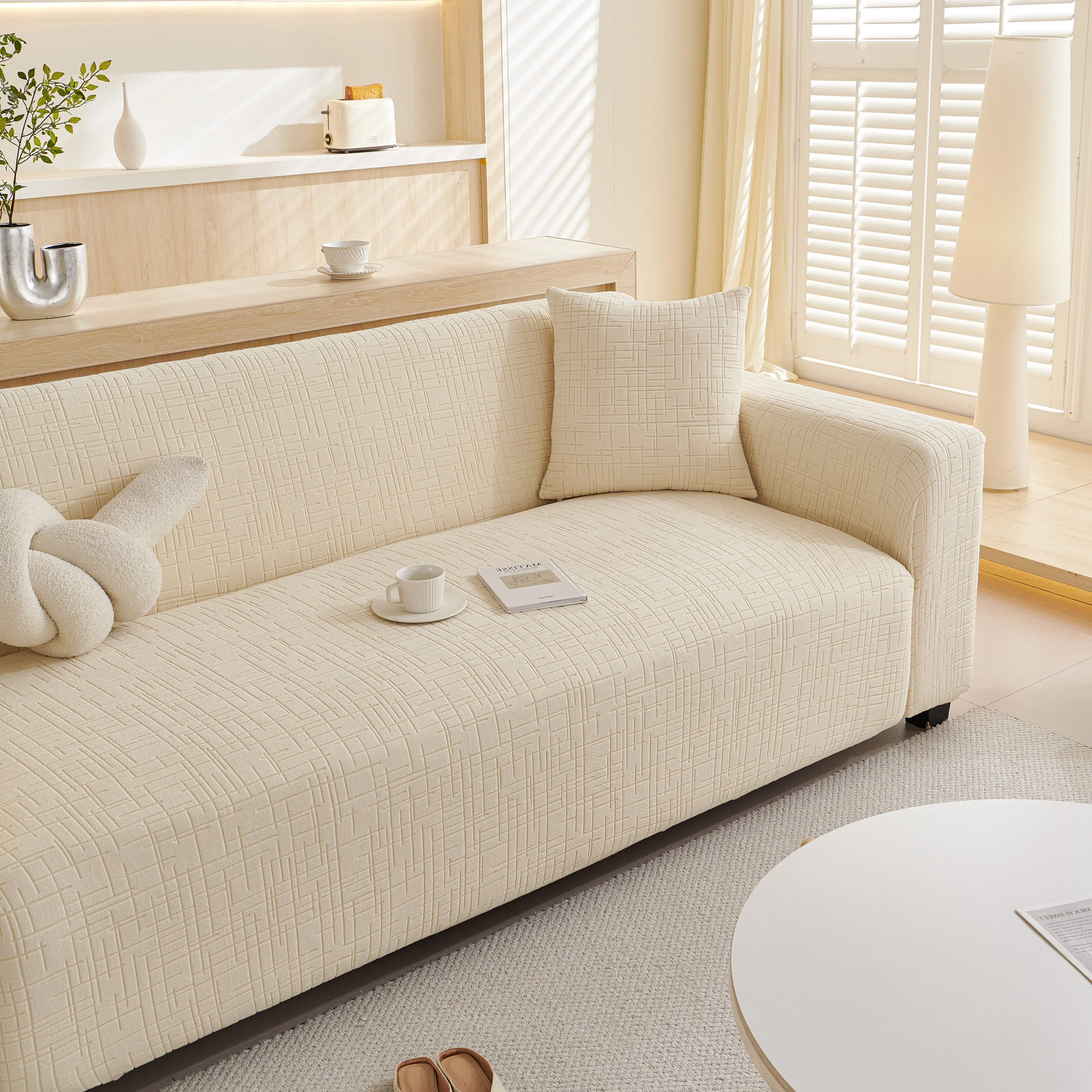 Embossed Lines Couch Covers Stretchable Non-Slip & Washable Sofa Slipcovers - Image 148