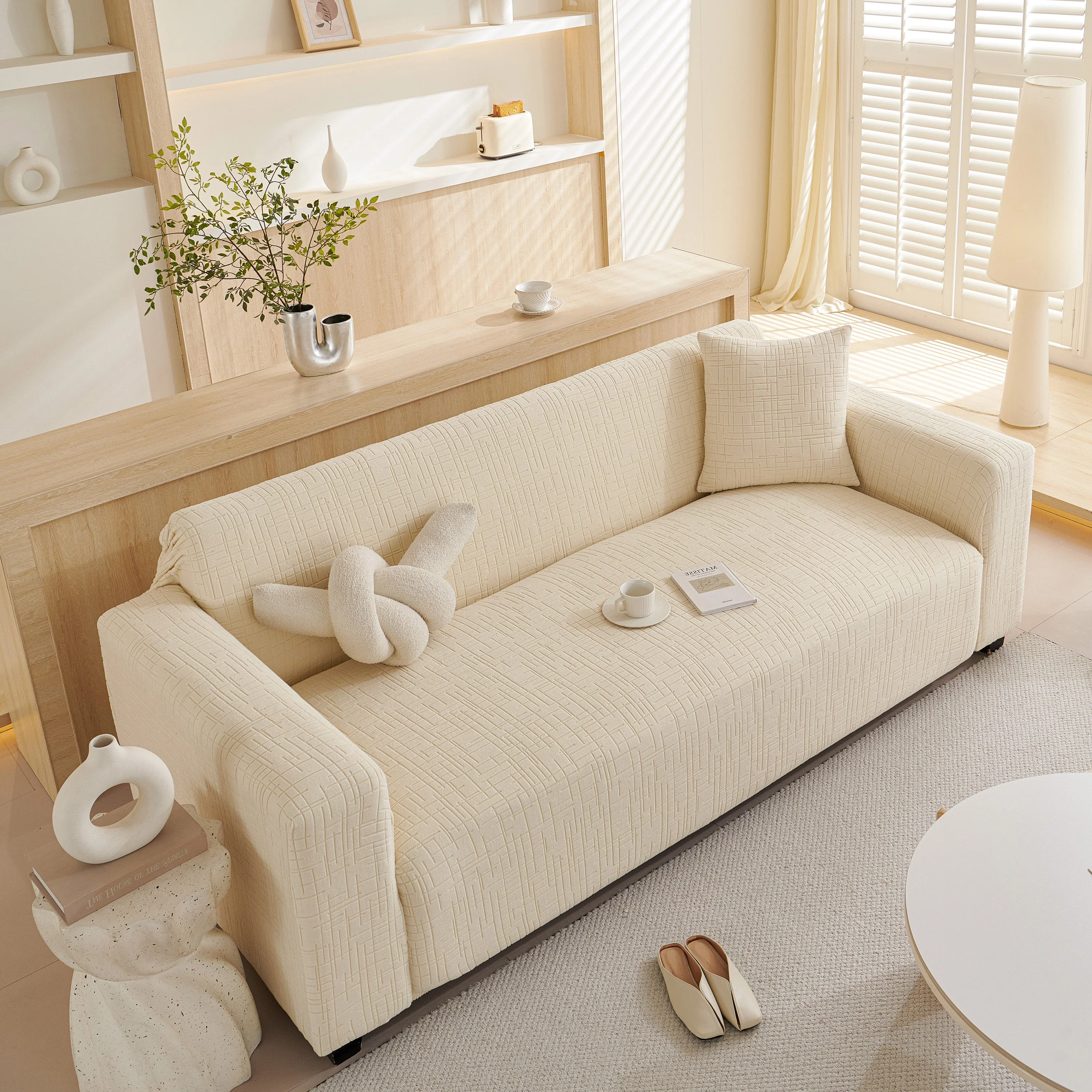 Embossed Lines Couch Covers Stretchable Non-Slip & Washable Sofa Slipcovers - Image 149