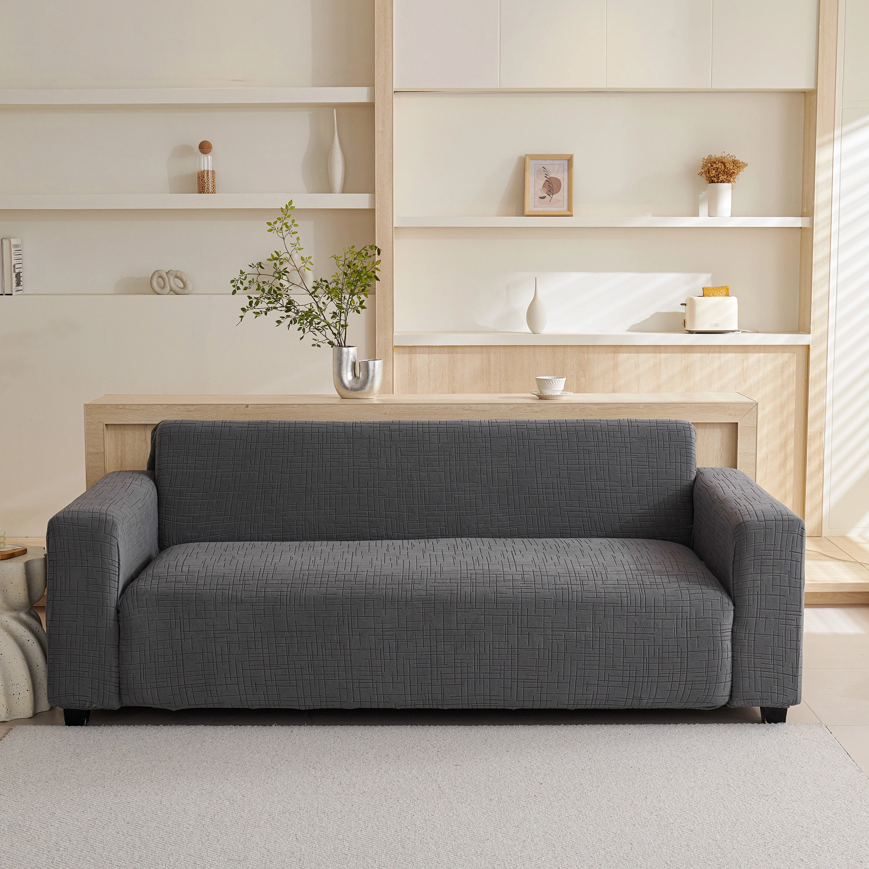Embossed Lines Couch Covers Stretchable Non-Slip & Washable Sofa Slipcovers - Image 15