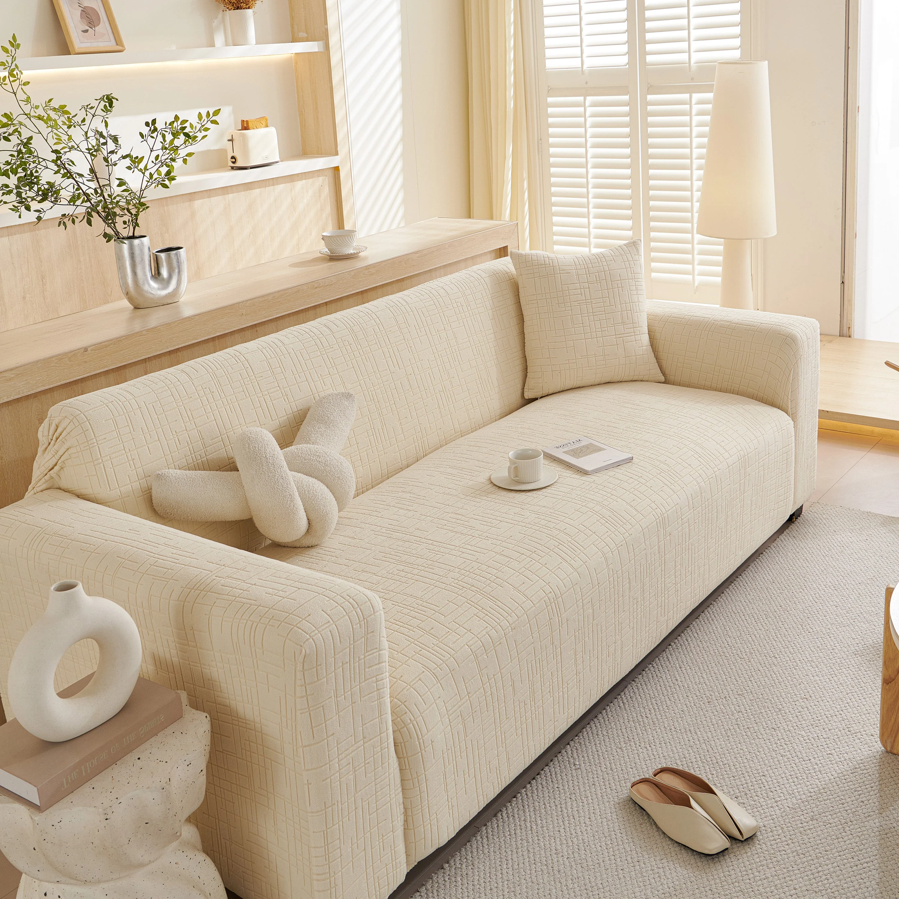 Embossed Lines Couch Covers Stretchable Non-Slip & Washable Sofa Slipcovers - Image 152