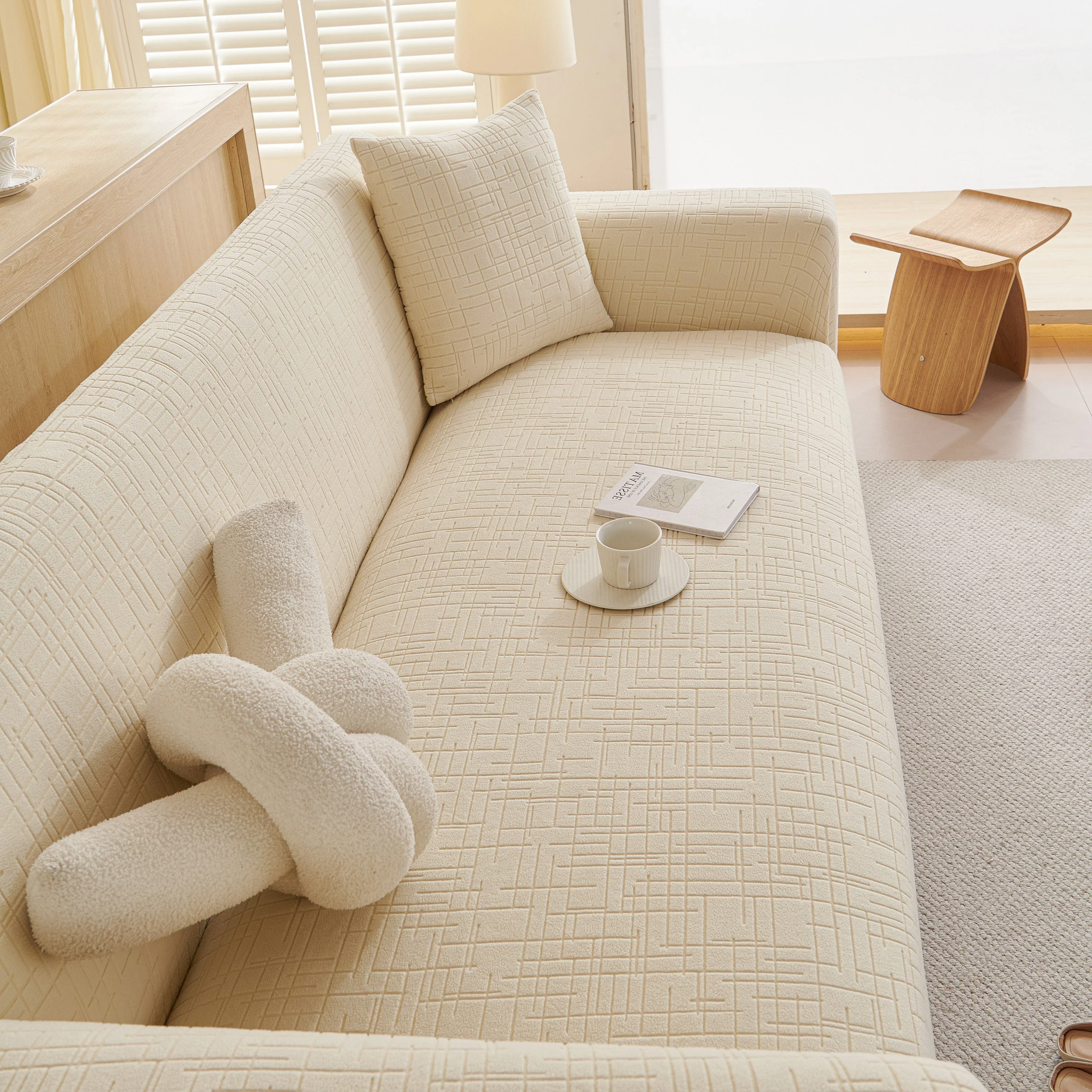 Embossed Lines Couch Covers Stretchable Non-Slip & Washable Sofa Slipcovers - Image 155