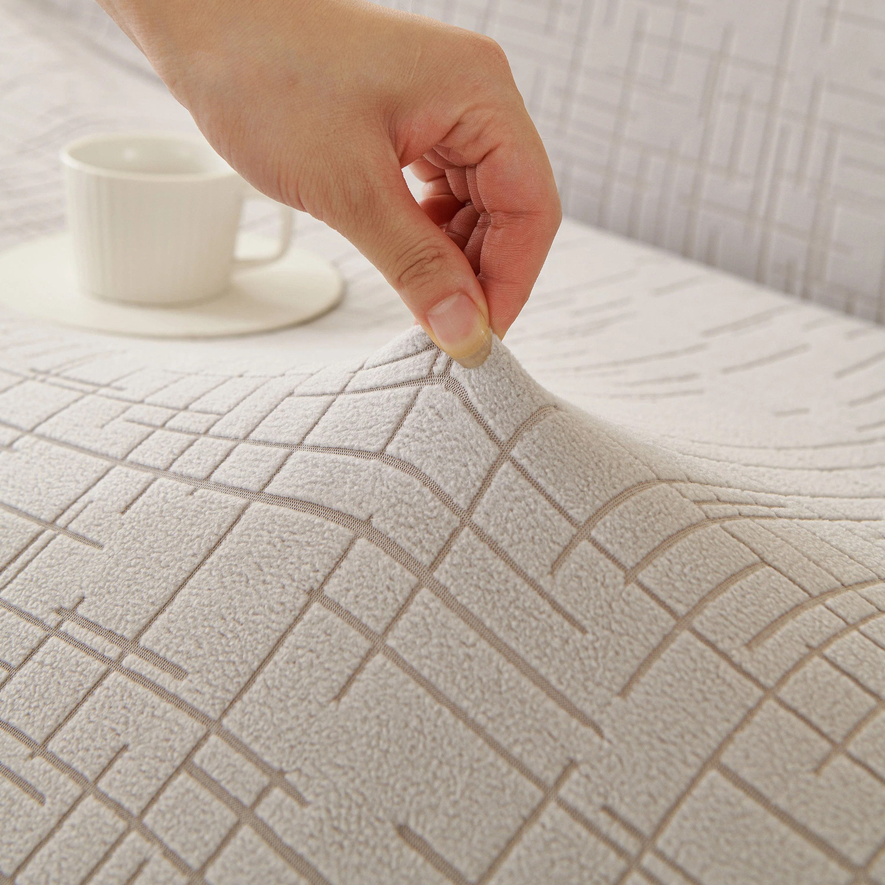 Embossed Lines Couch Covers Stretchable Non-Slip & Washable Sofa Slipcovers - Image 157