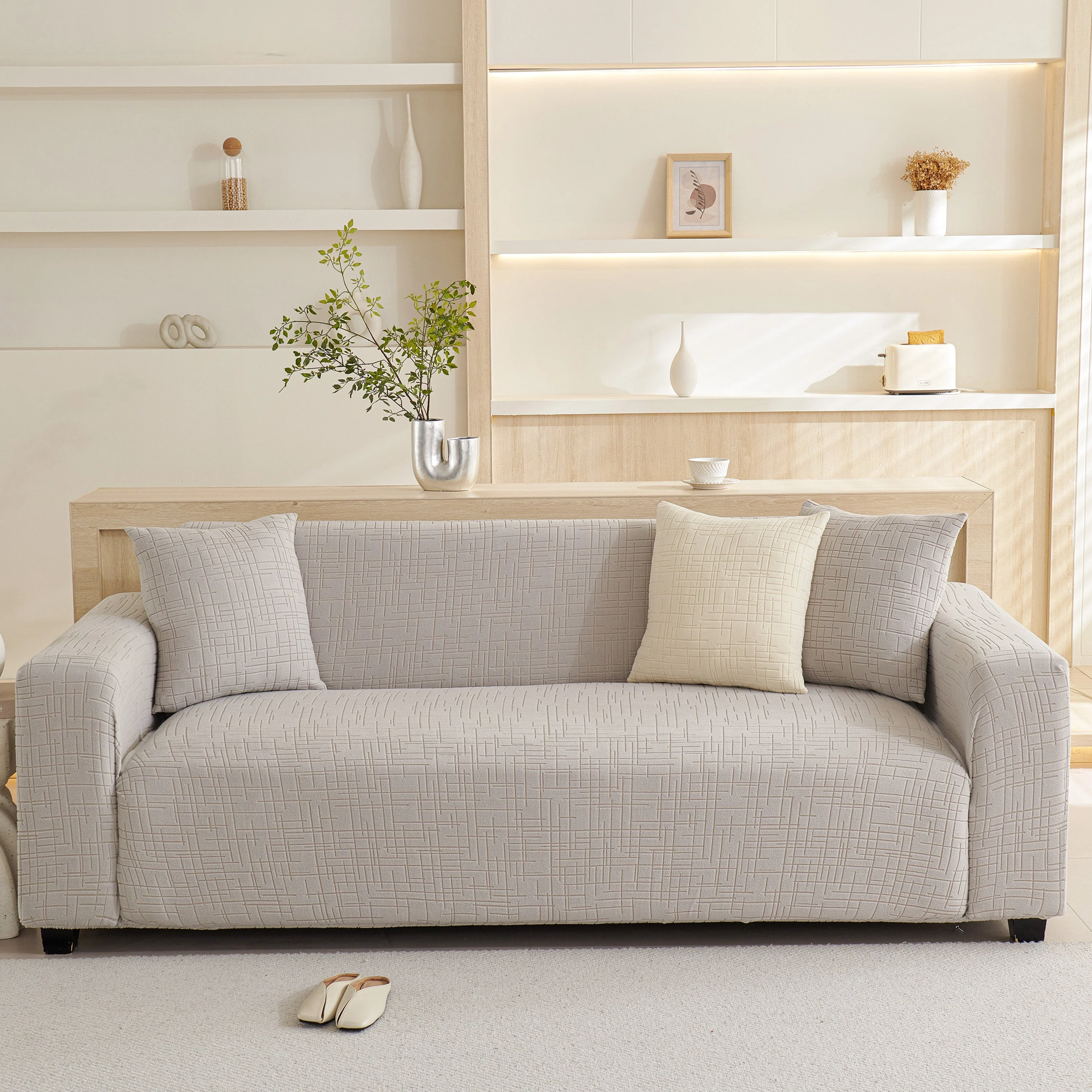 Embossed Lines Couch Covers Stretchable Non-Slip & Washable Sofa Slipcovers - Image 173