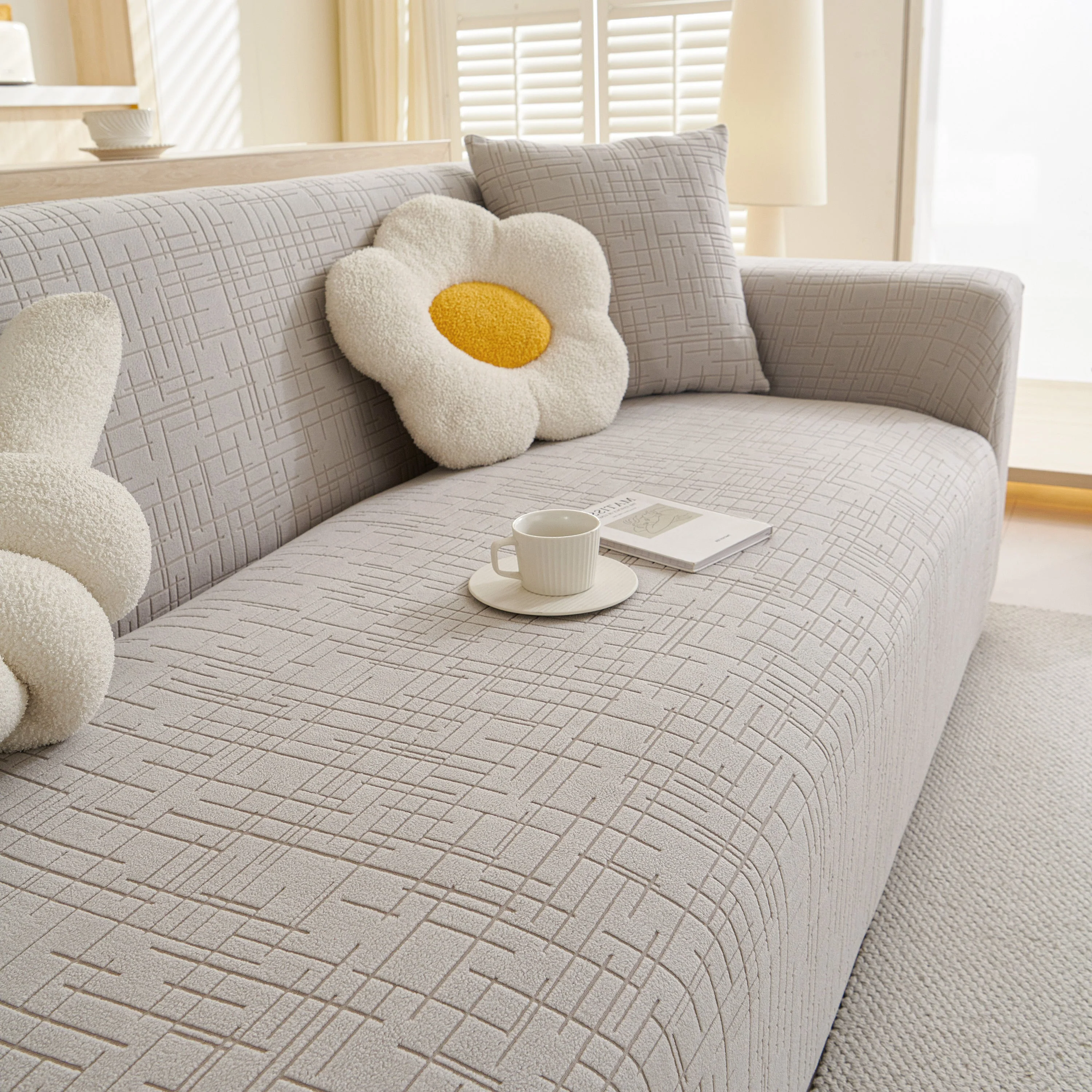 Embossed Lines Couch Covers Stretchable Non-Slip & Washable Sofa Slipcovers - Image 175