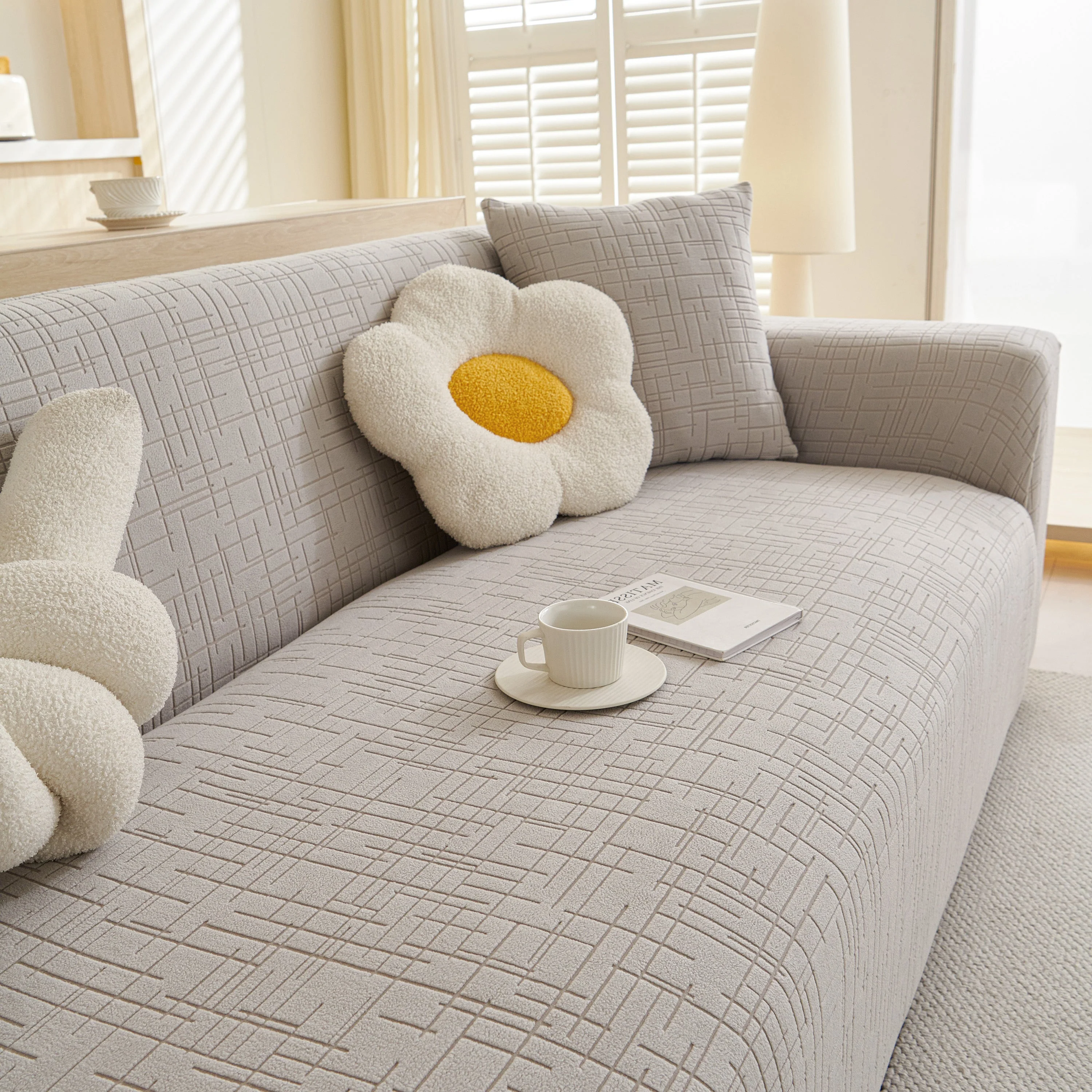 Embossed Lines Couch Covers Stretchable Non-Slip & Washable Sofa Slipcovers - Image 177