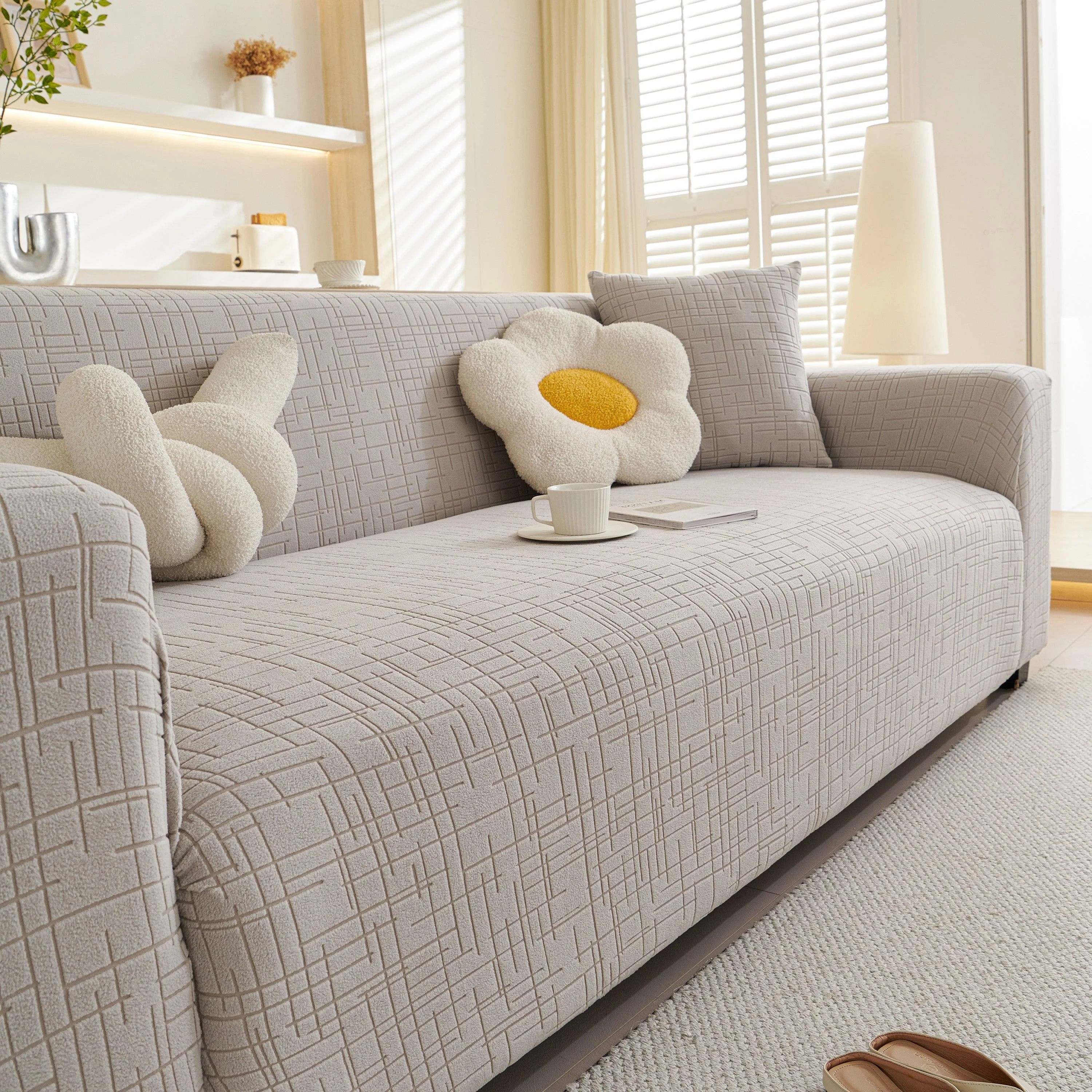 Embossed Lines Couch Covers Stretchable Non-Slip & Washable Sofa Slipcovers - Image 180