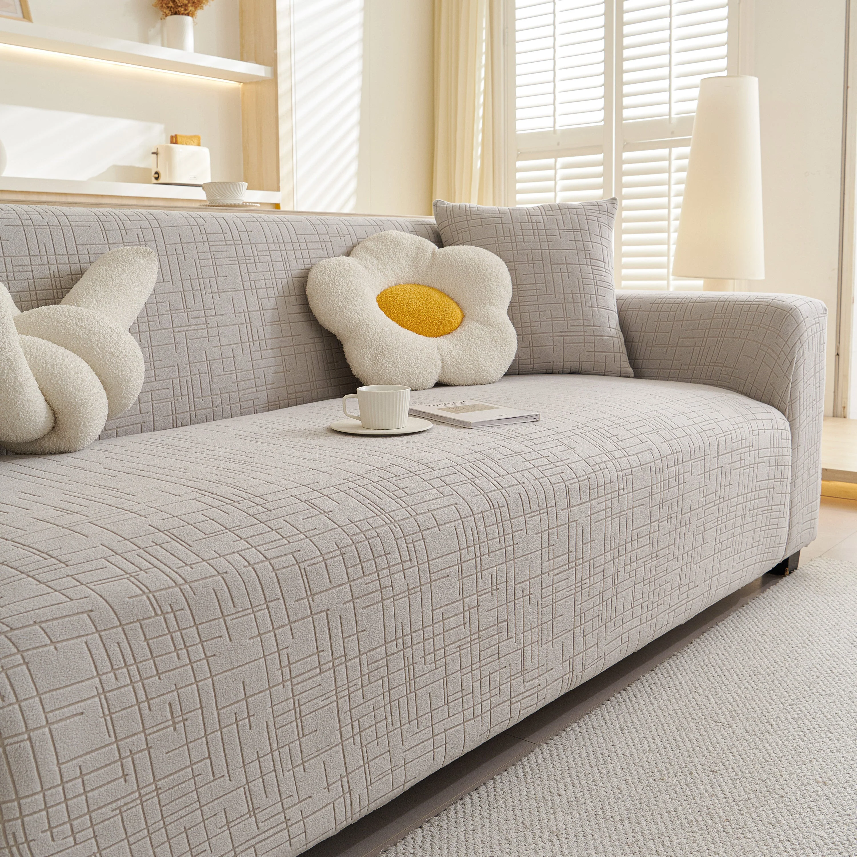 Embossed Lines Couch Covers Stretchable Non-Slip & Washable Sofa Slipcovers - Image 182