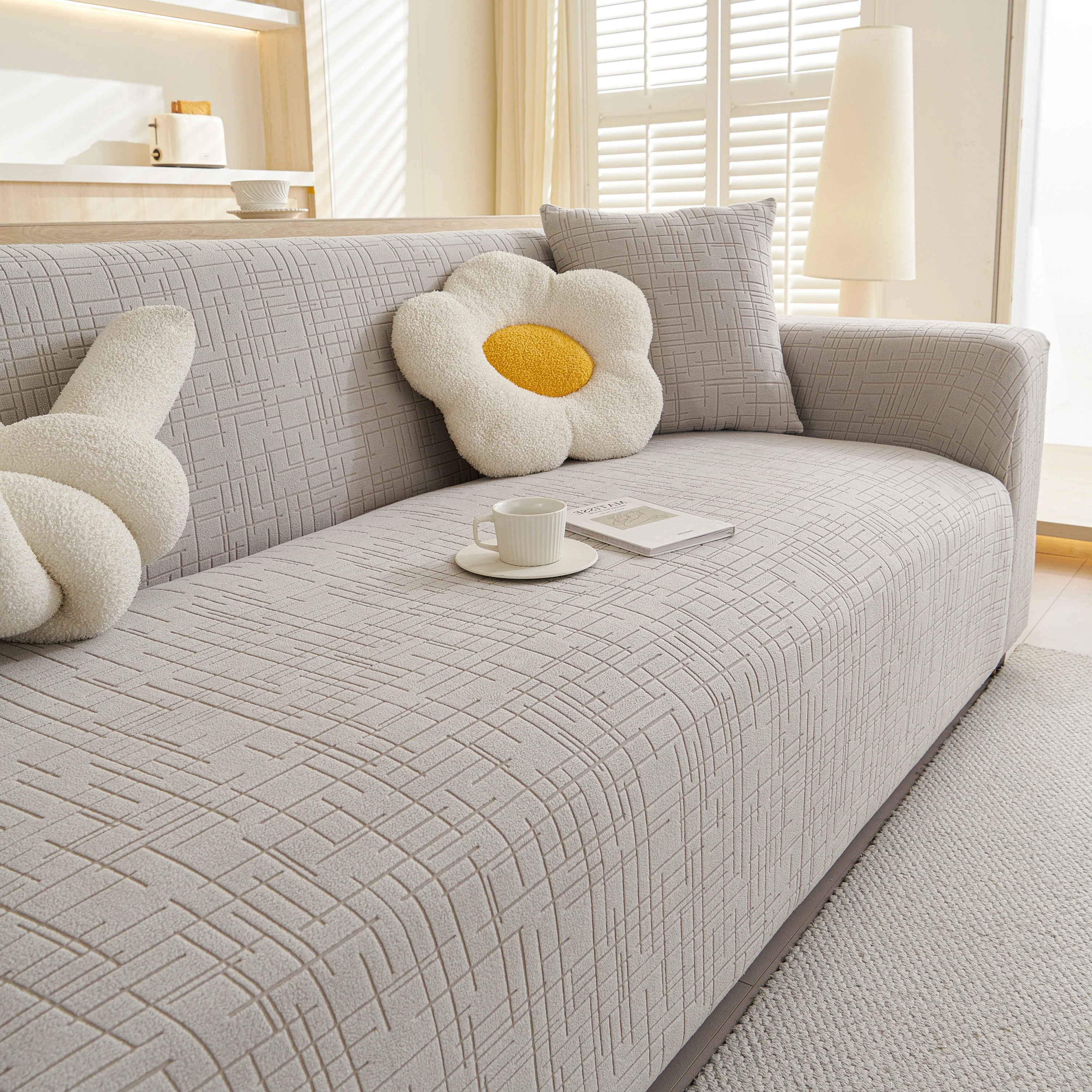 Embossed Lines Couch Covers Stretchable Non-Slip & Washable Sofa Slipcovers - Image 183