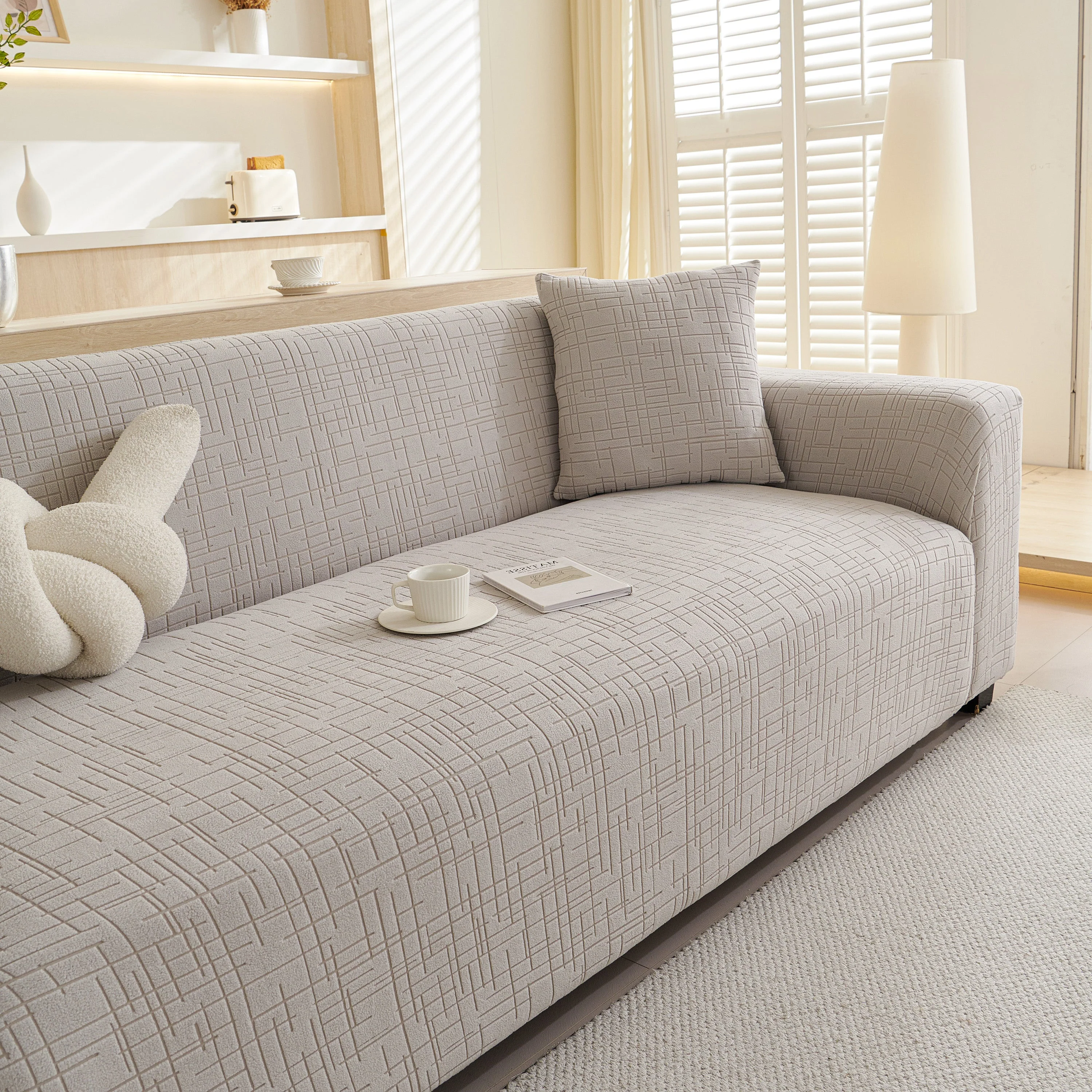 Embossed Lines Couch Covers Stretchable Non-Slip & Washable Sofa Slipcovers - Image 184