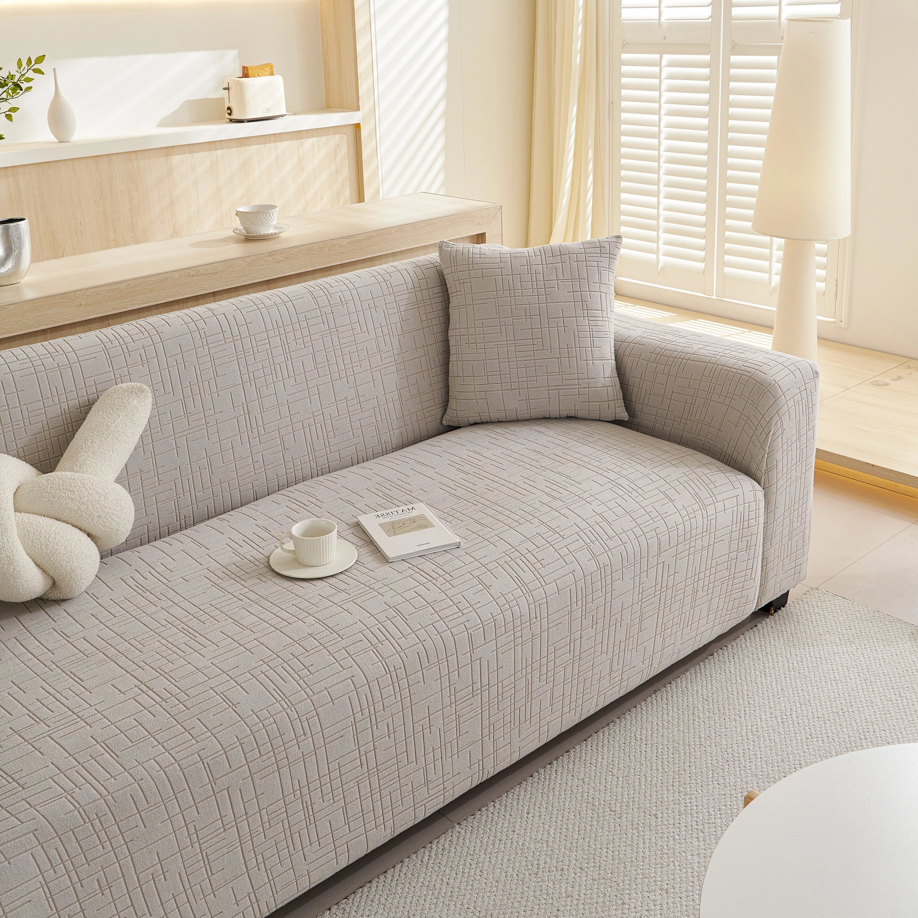 Embossed Lines Couch Covers Stretchable Non-Slip & Washable Sofa Slipcovers - Image 185