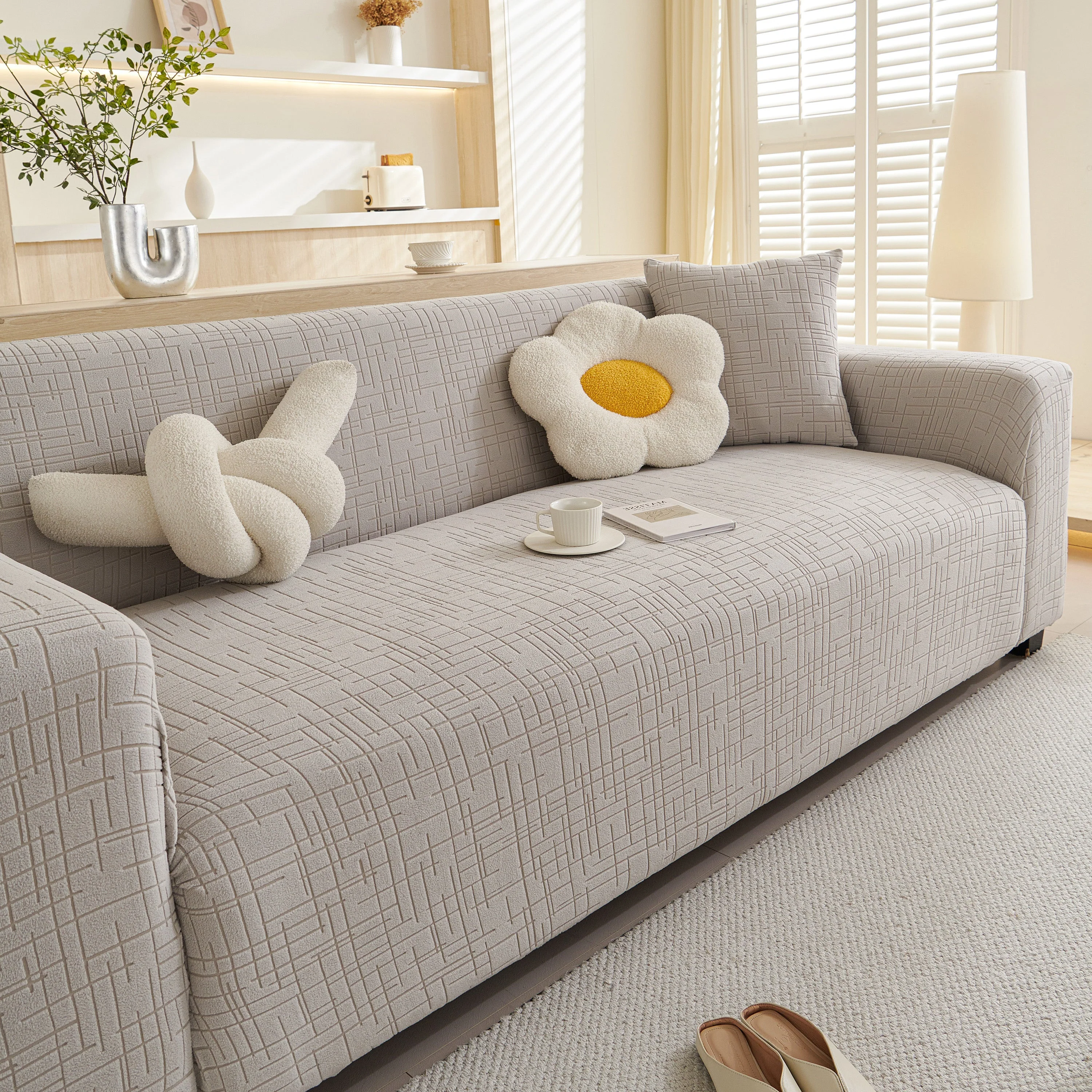 Embossed Lines Couch Covers Stretchable Non-Slip & Washable Sofa Slipcovers - Image 188