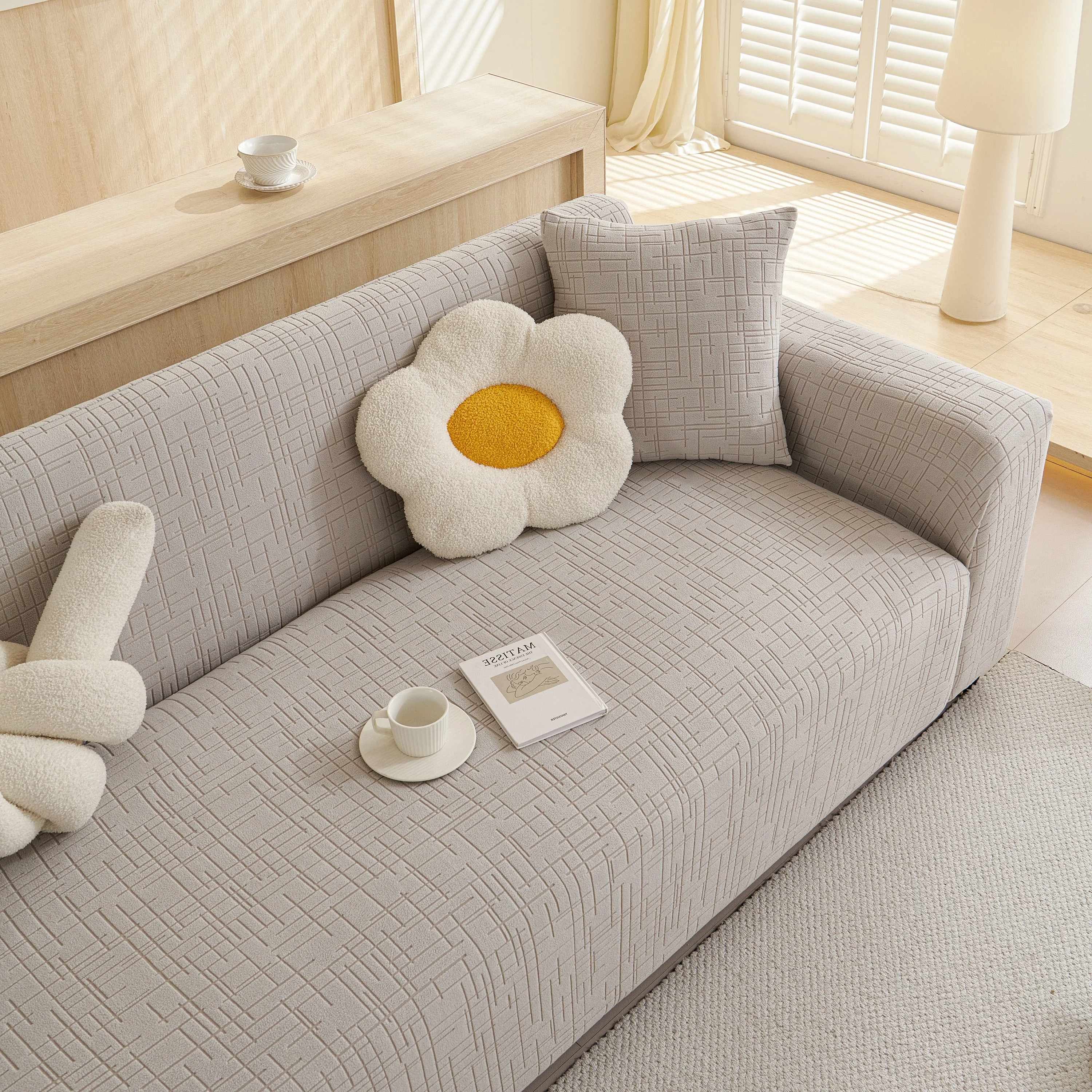 Embossed Lines Couch Covers Stretchable Non-Slip & Washable Sofa Slipcovers - Image 189