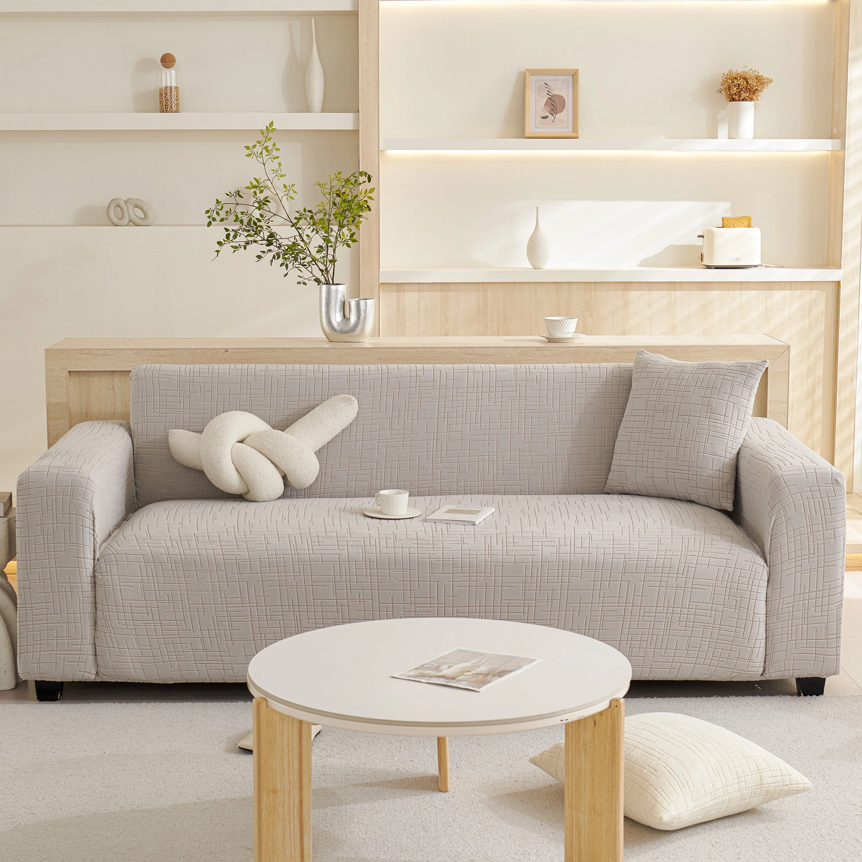 Embossed Lines Couch Covers Stretchable Non-Slip & Washable Sofa Slipcovers - Image 190