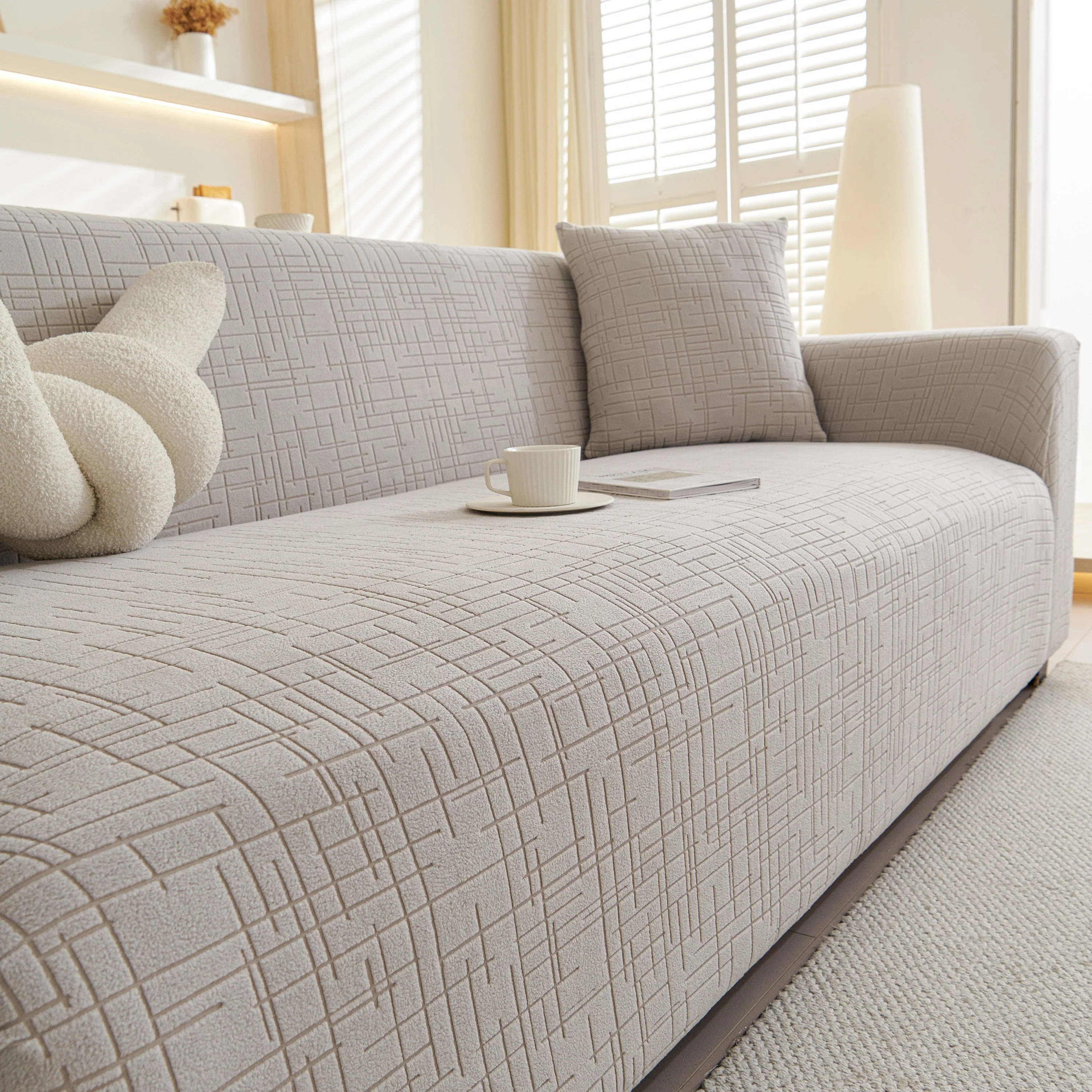 Embossed Lines Couch Covers Stretchable Non-Slip & Washable Sofa Slipcovers - Image 191