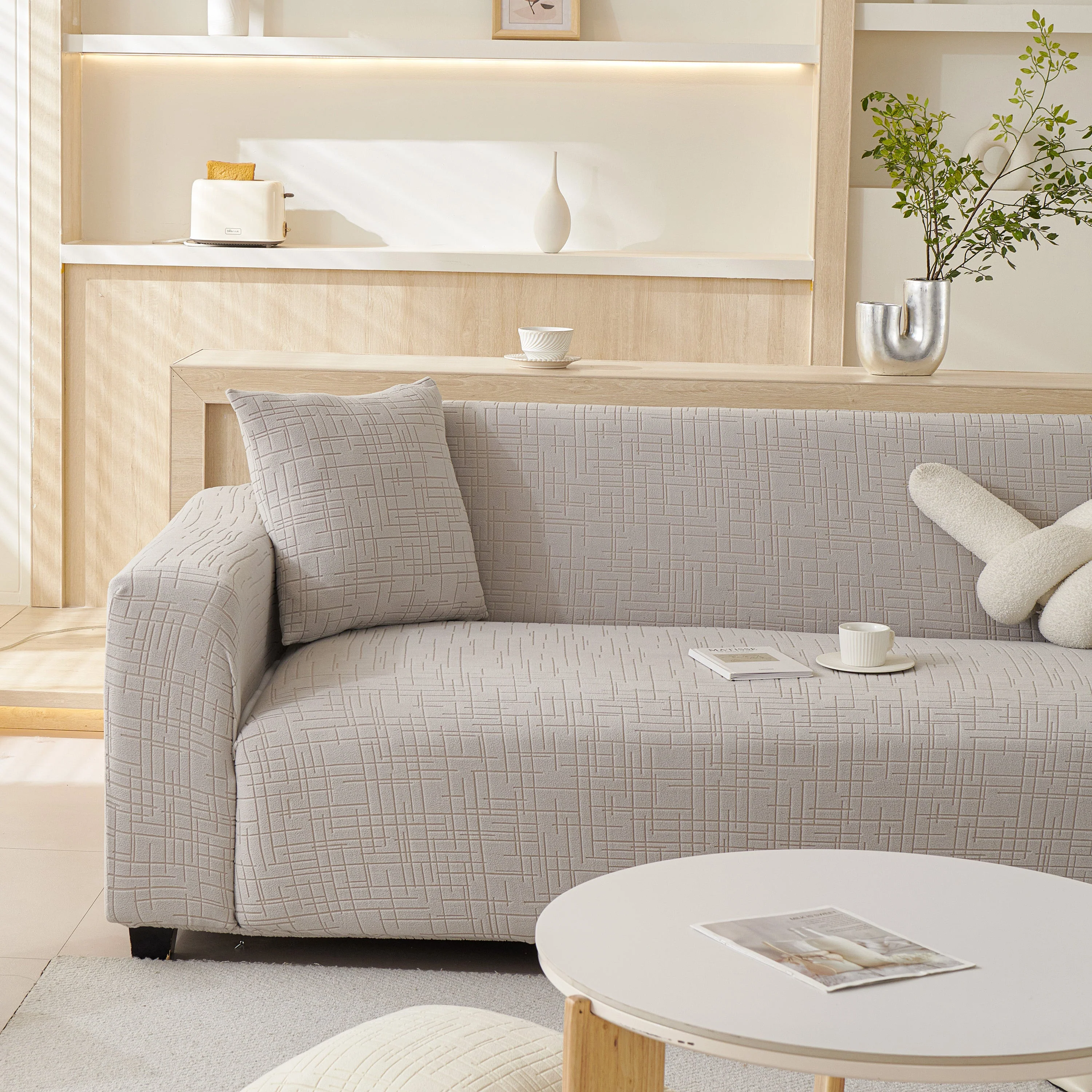 Embossed Lines Couch Covers Stretchable Non-Slip & Washable Sofa Slipcovers - Image 192