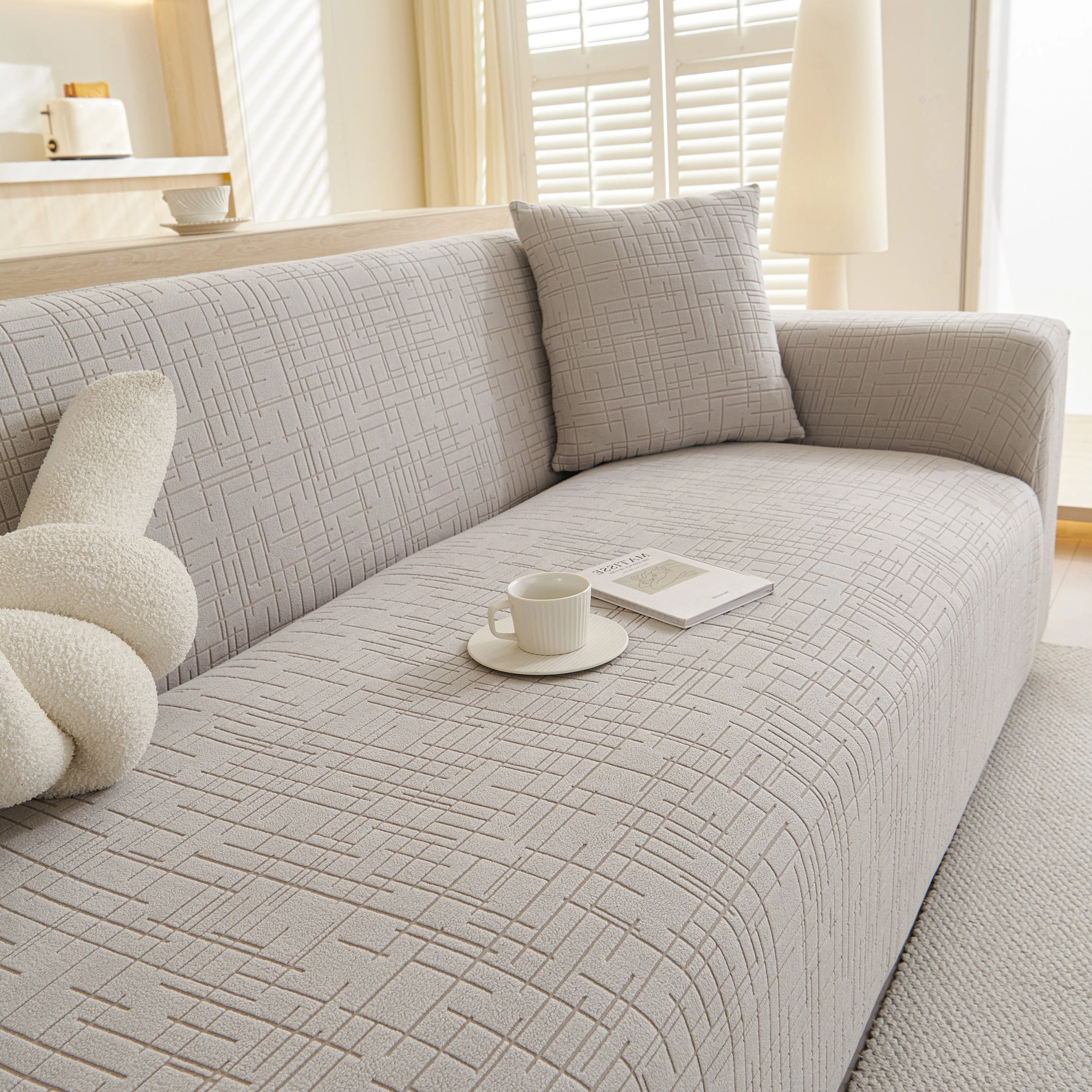 Embossed Lines Couch Covers Stretchable Non-Slip & Washable Sofa Slipcovers - Image 193