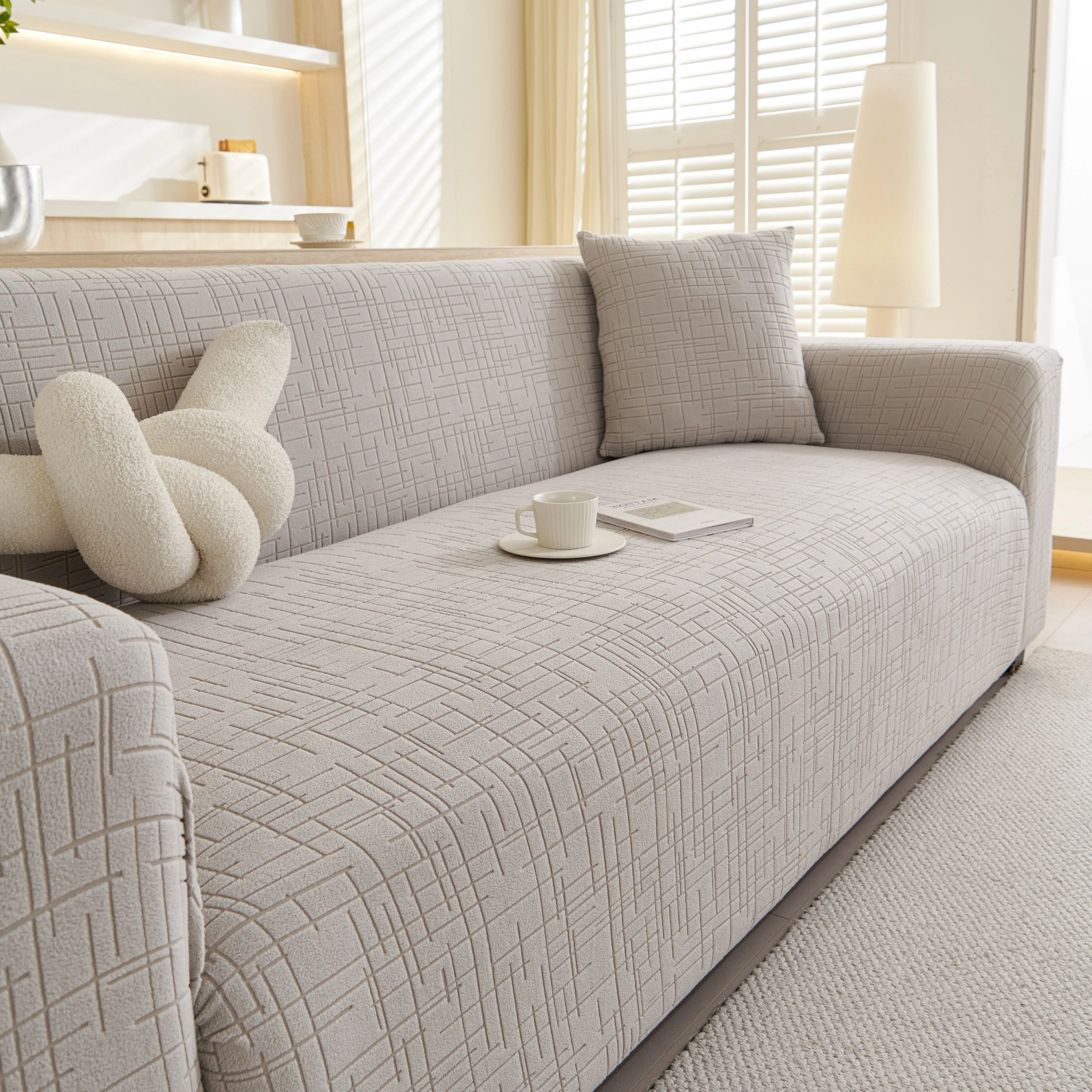 Embossed Lines Couch Covers Stretchable Non-Slip & Washable Sofa Slipcovers - Image 194