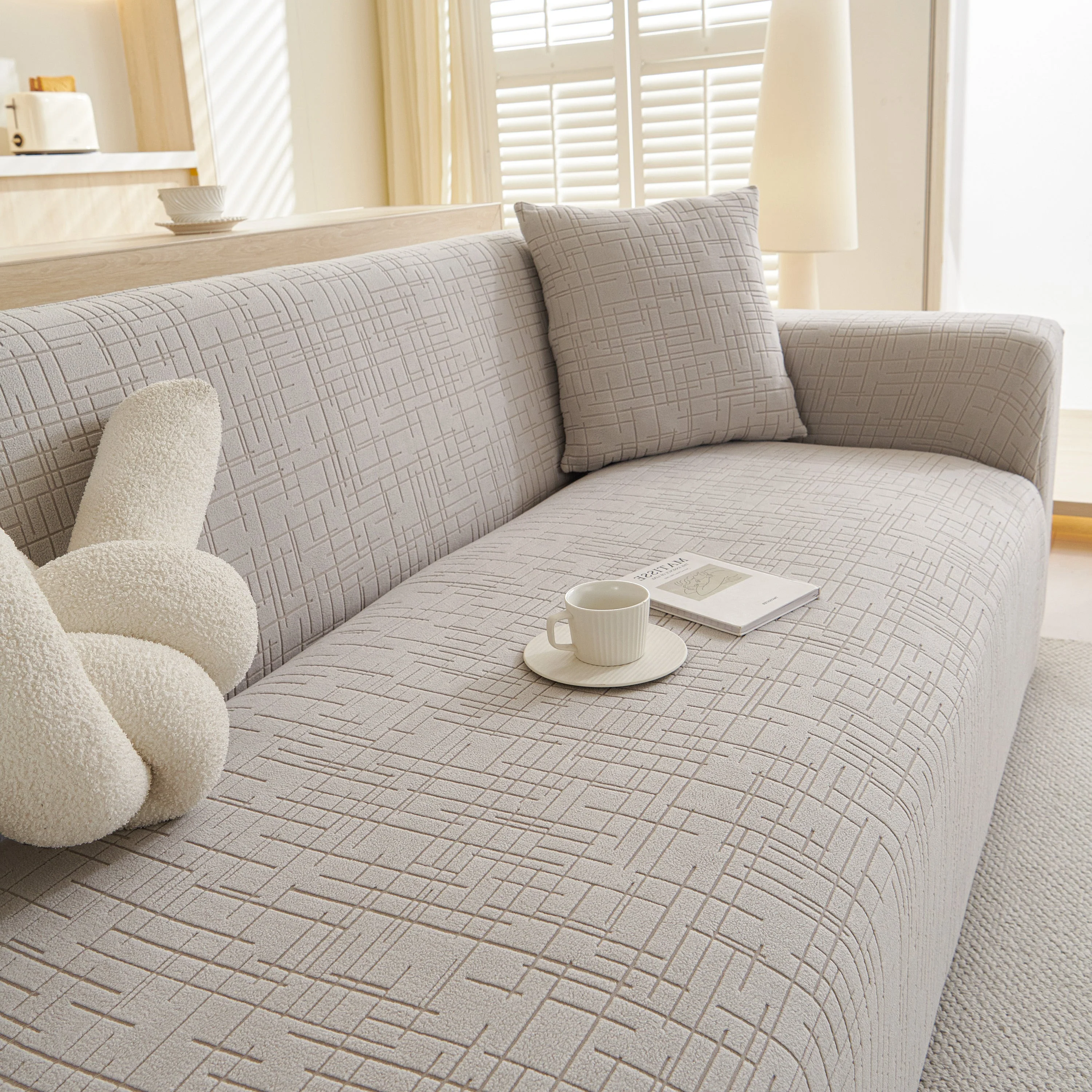 Embossed Lines Couch Covers Stretchable Non-Slip & Washable Sofa Slipcovers - Image 195