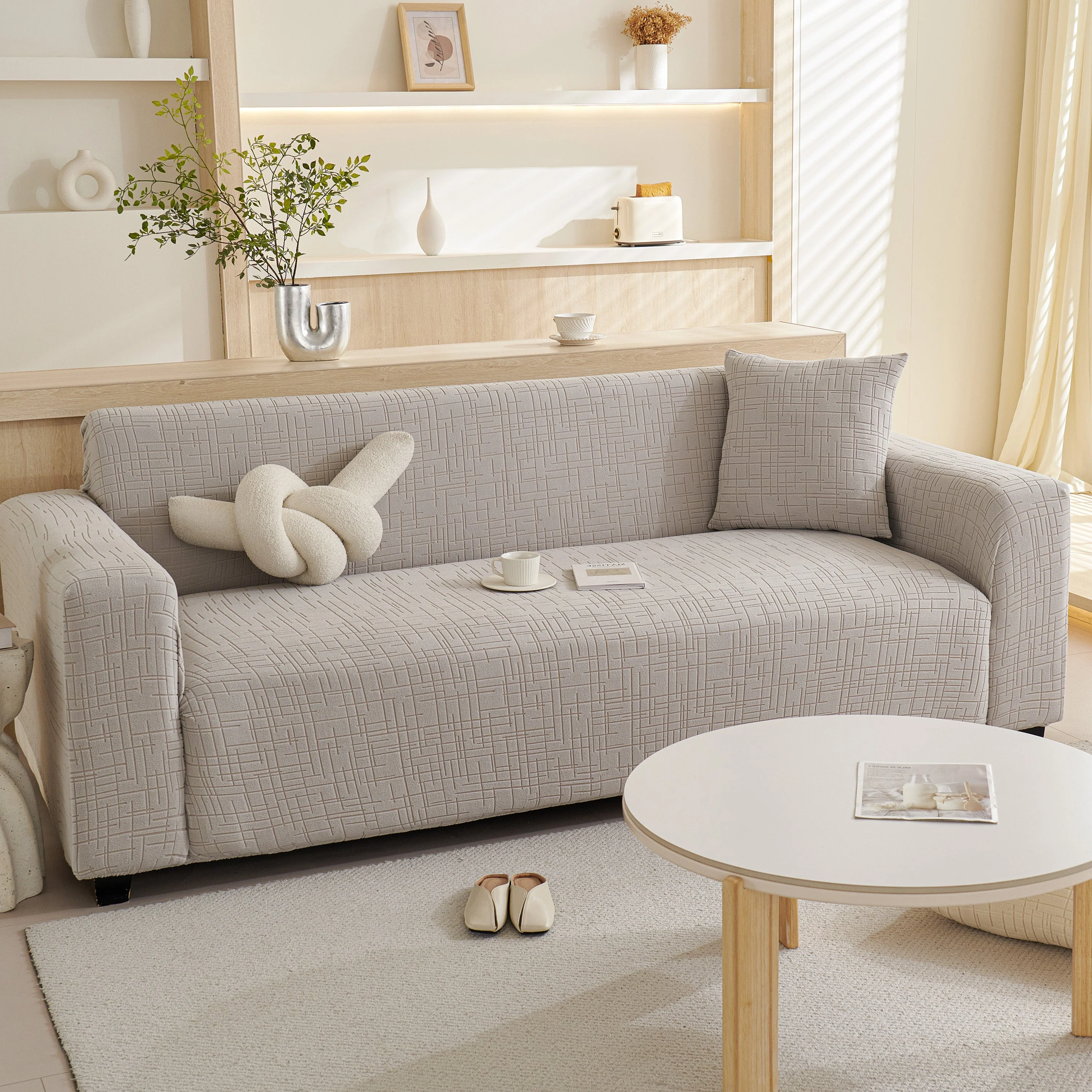 Embossed Lines Couch Covers Stretchable Non-Slip & Washable Sofa Slipcovers - Image 196