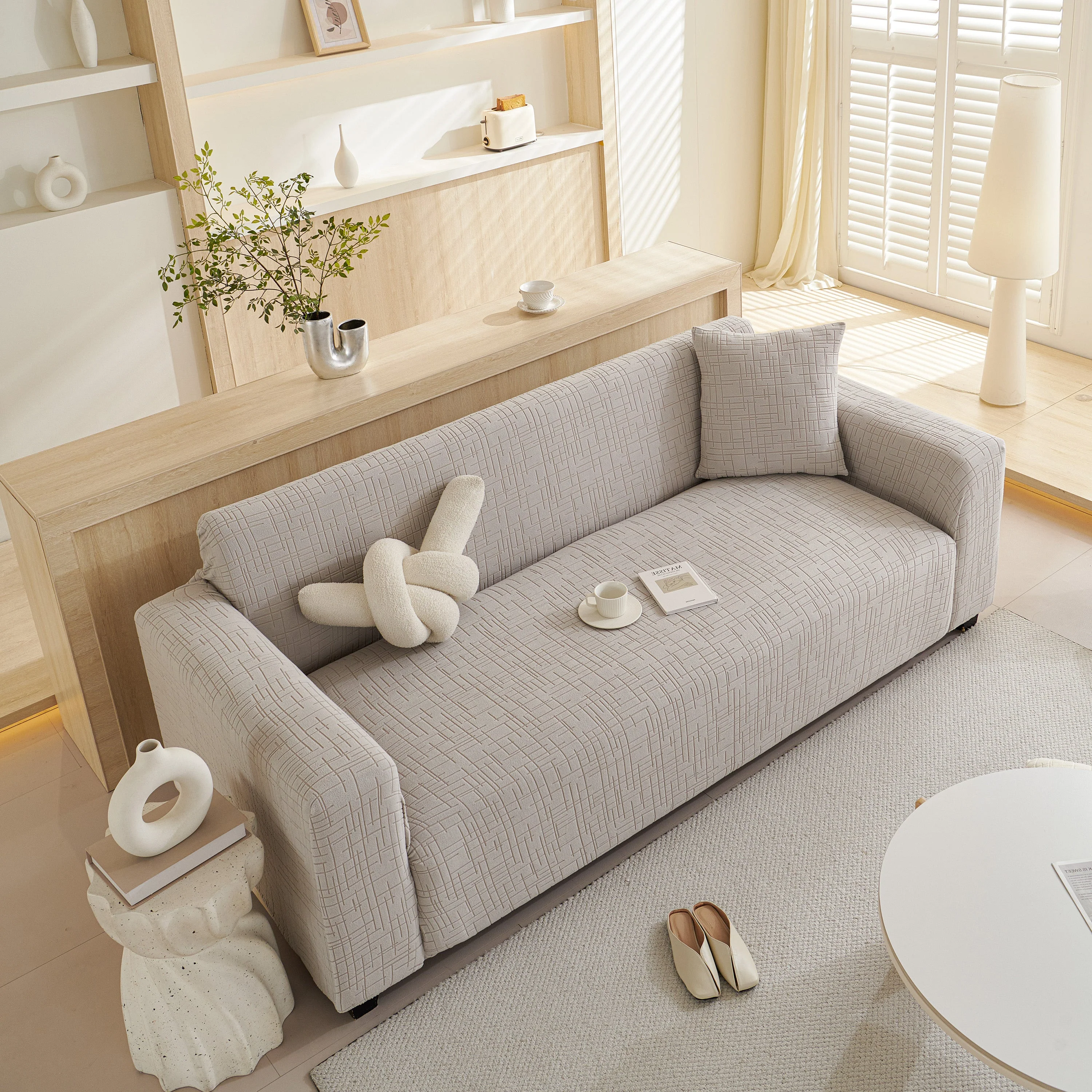 Embossed Lines Couch Covers Stretchable Non-Slip & Washable Sofa Slipcovers - Image 197