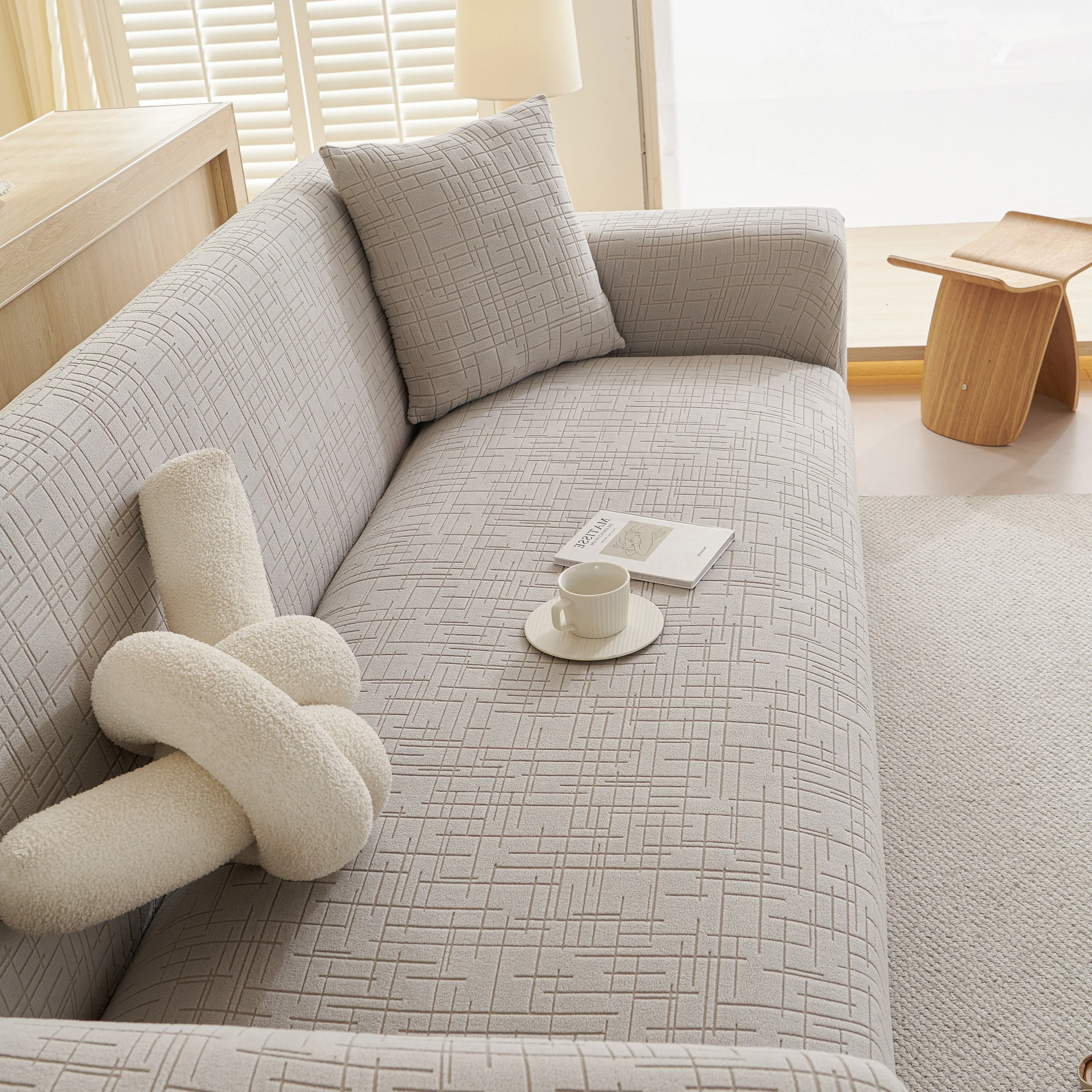 Embossed Lines Couch Covers Stretchable Non-Slip & Washable Sofa Slipcovers - Image 198