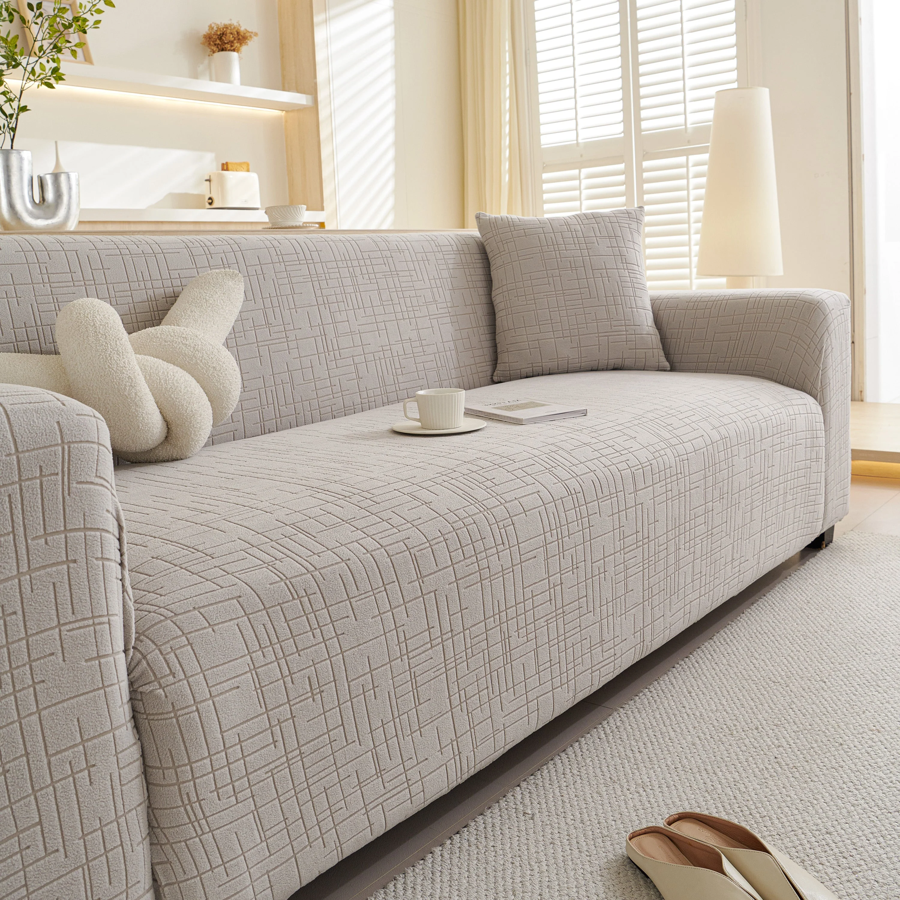 Embossed Lines Couch Covers Stretchable Non-Slip & Washable Sofa Slipcovers - Image 199