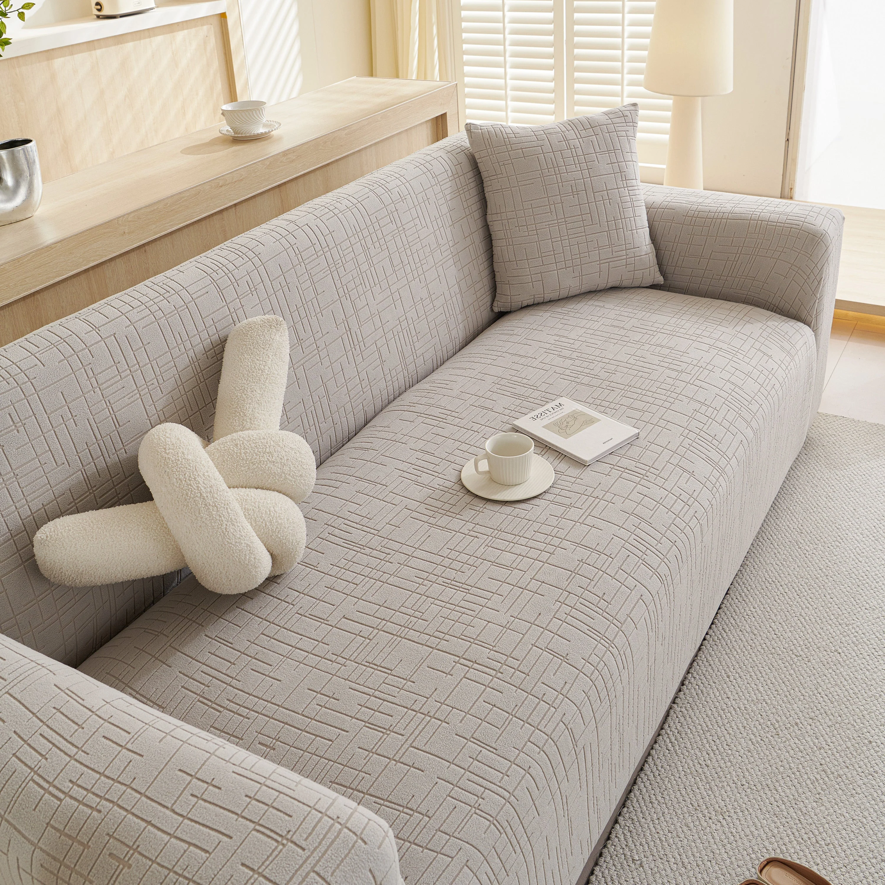Embossed Lines Couch Covers Stretchable Non-Slip & Washable Sofa Slipcovers - Image 200