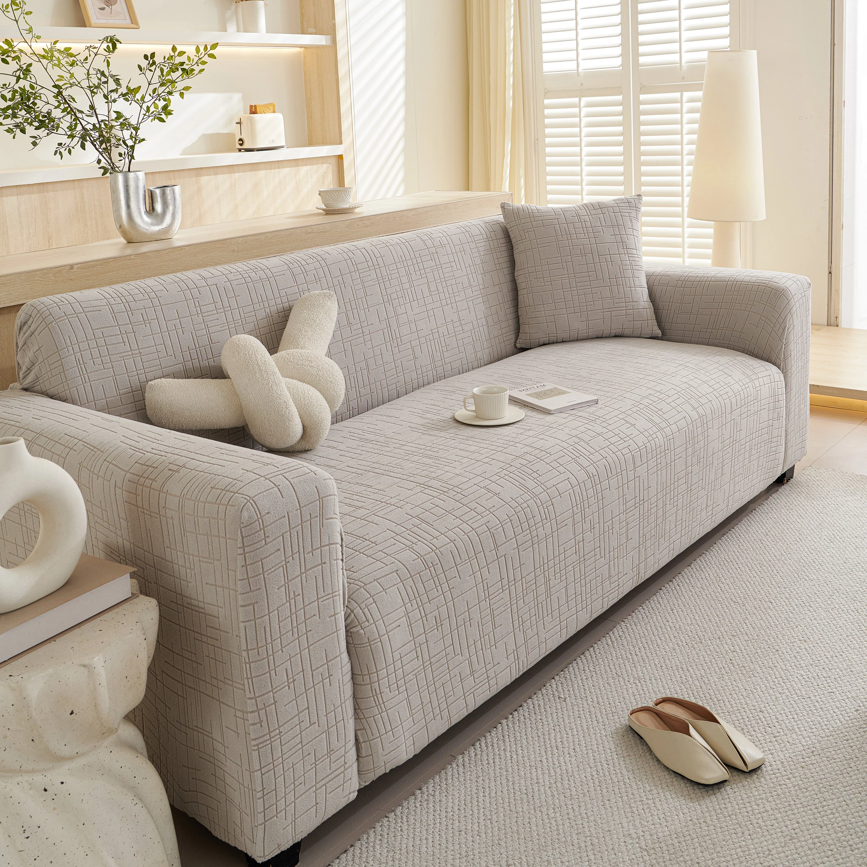 Embossed Lines Couch Covers Stretchable Non-Slip & Washable Sofa Slipcovers - Image 203