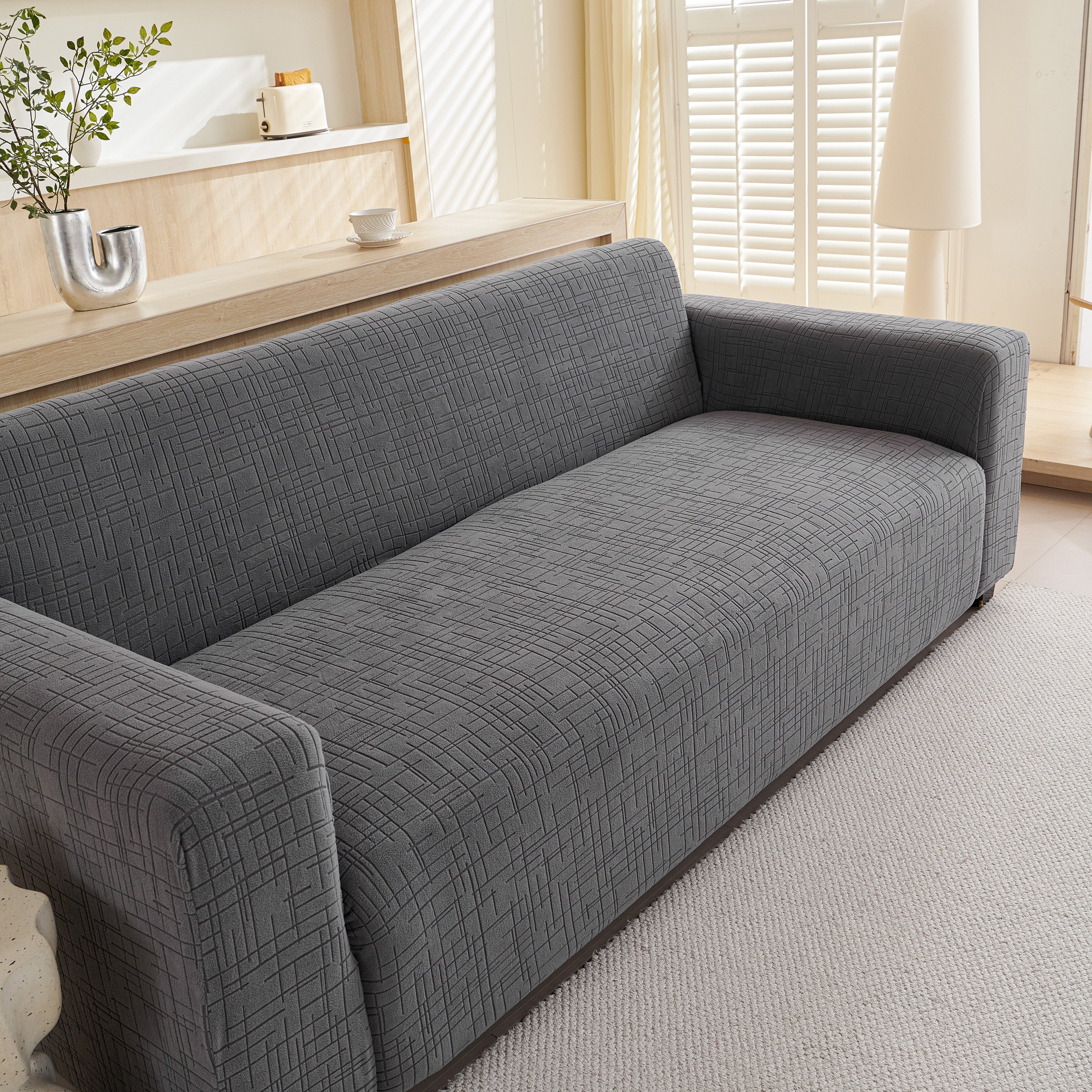 Embossed Lines Couch Covers Stretchable Non-Slip & Washable Sofa Slipcovers - Image 21