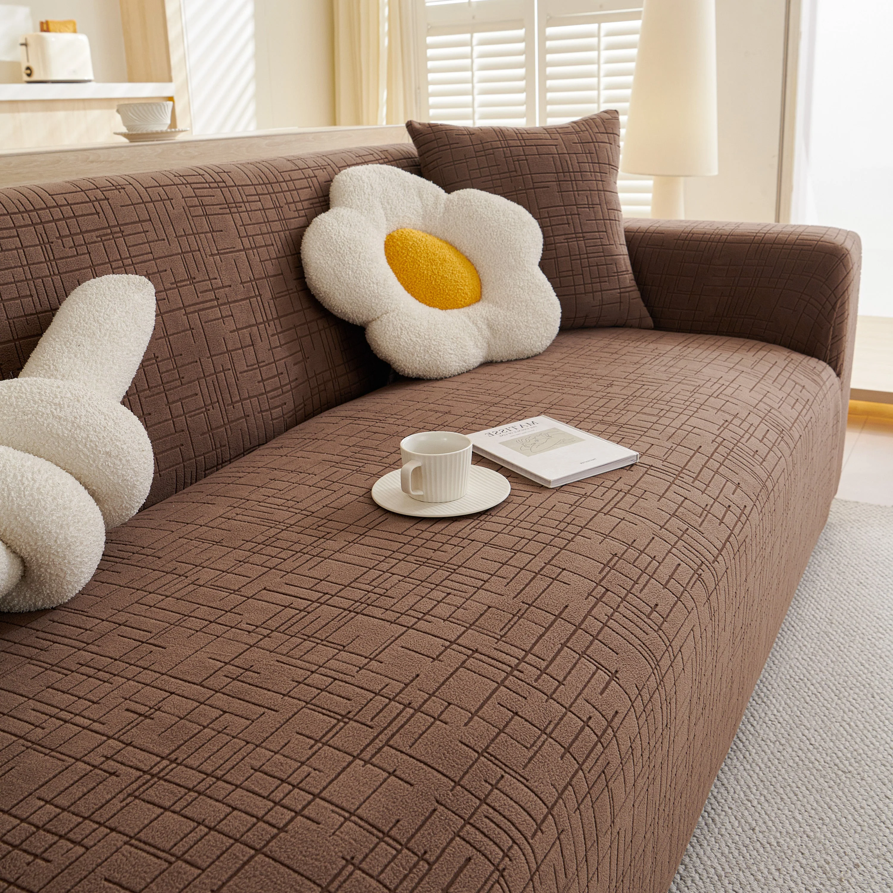 Embossed Lines Couch Covers Stretchable Non-Slip & Washable Sofa Slipcovers - Image 219