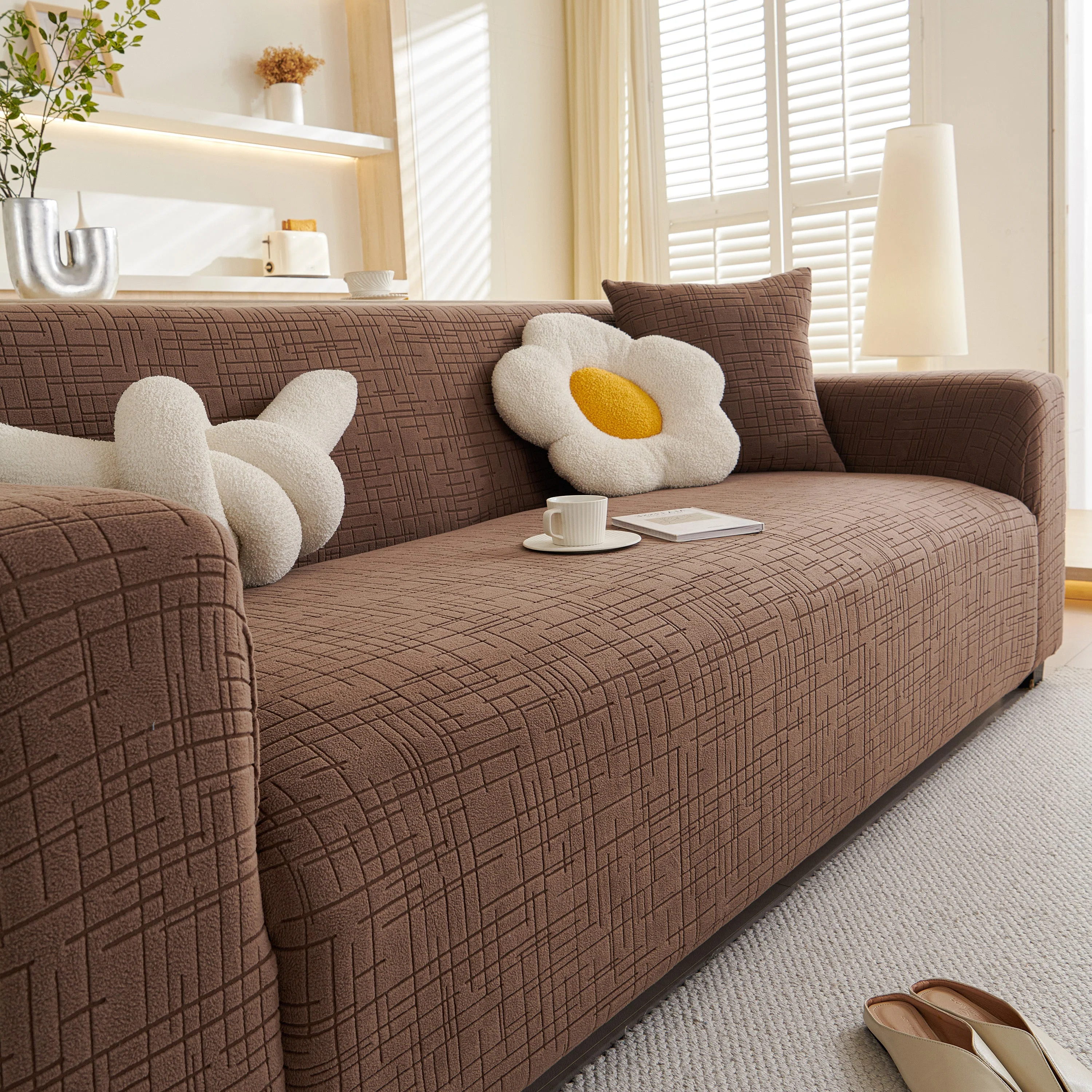 Embossed Lines Couch Covers Stretchable Non-Slip & Washable Sofa Slipcovers - Image 220