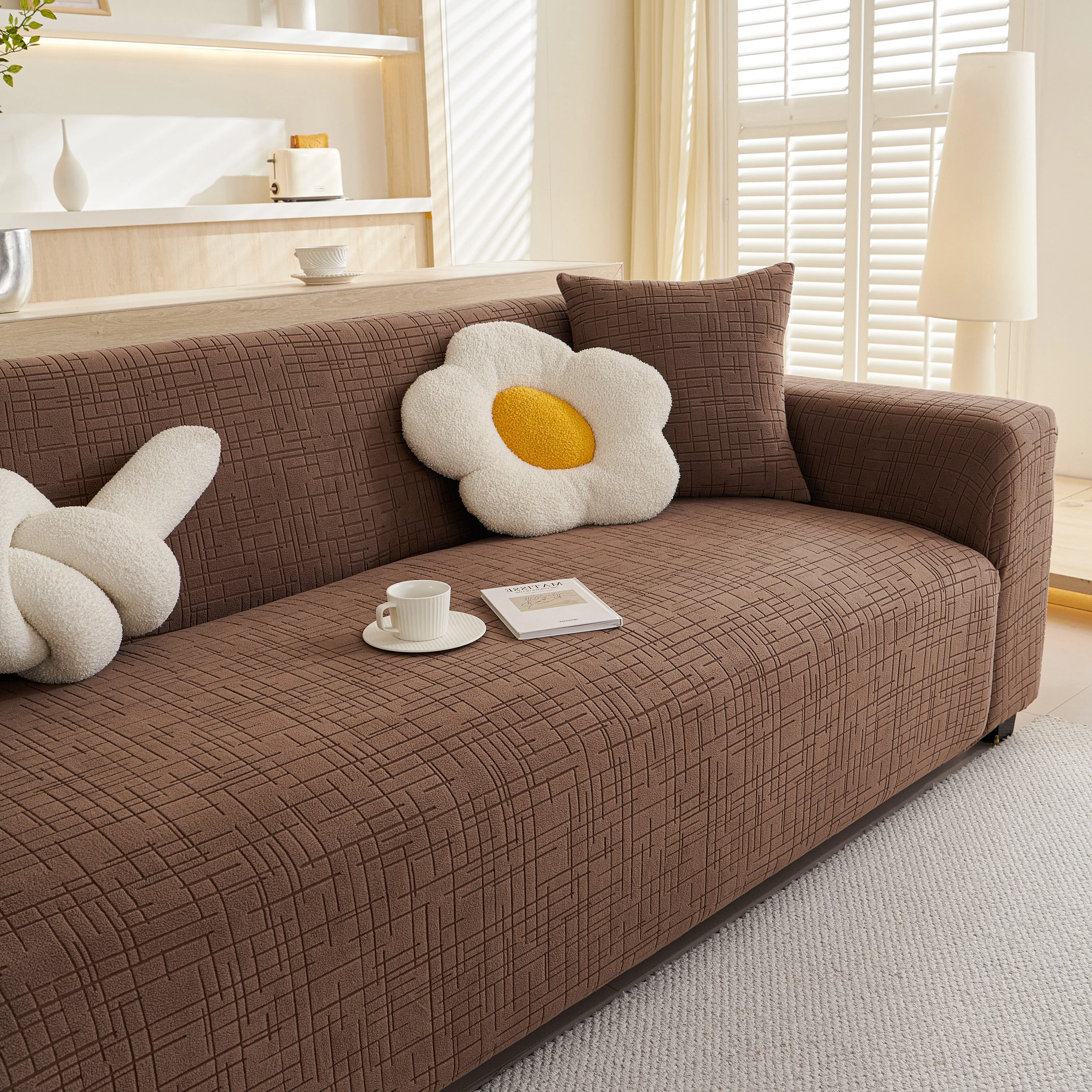 Embossed Lines Couch Covers Stretchable Non-Slip & Washable Sofa Slipcovers - Image 223