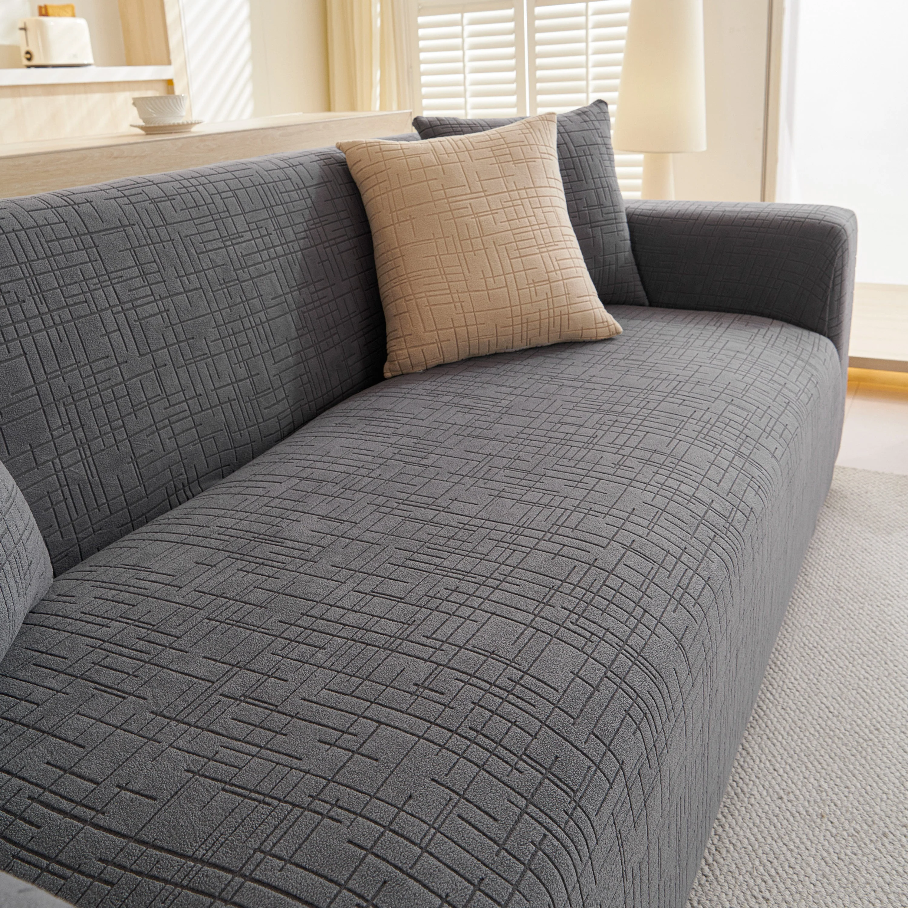 Embossed Lines Couch Covers Stretchable Non-Slip & Washable Sofa Slipcovers - Image 32