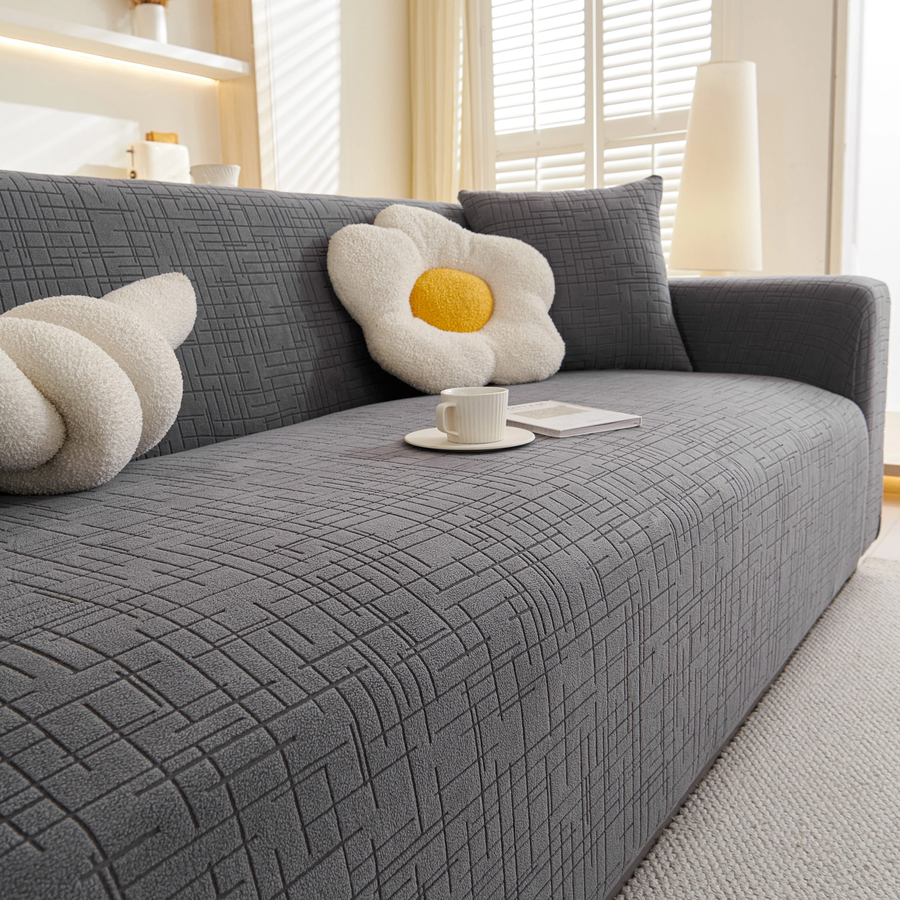 Embossed Lines Couch Covers Stretchable Non-Slip & Washable Sofa Slipcovers - Image 38