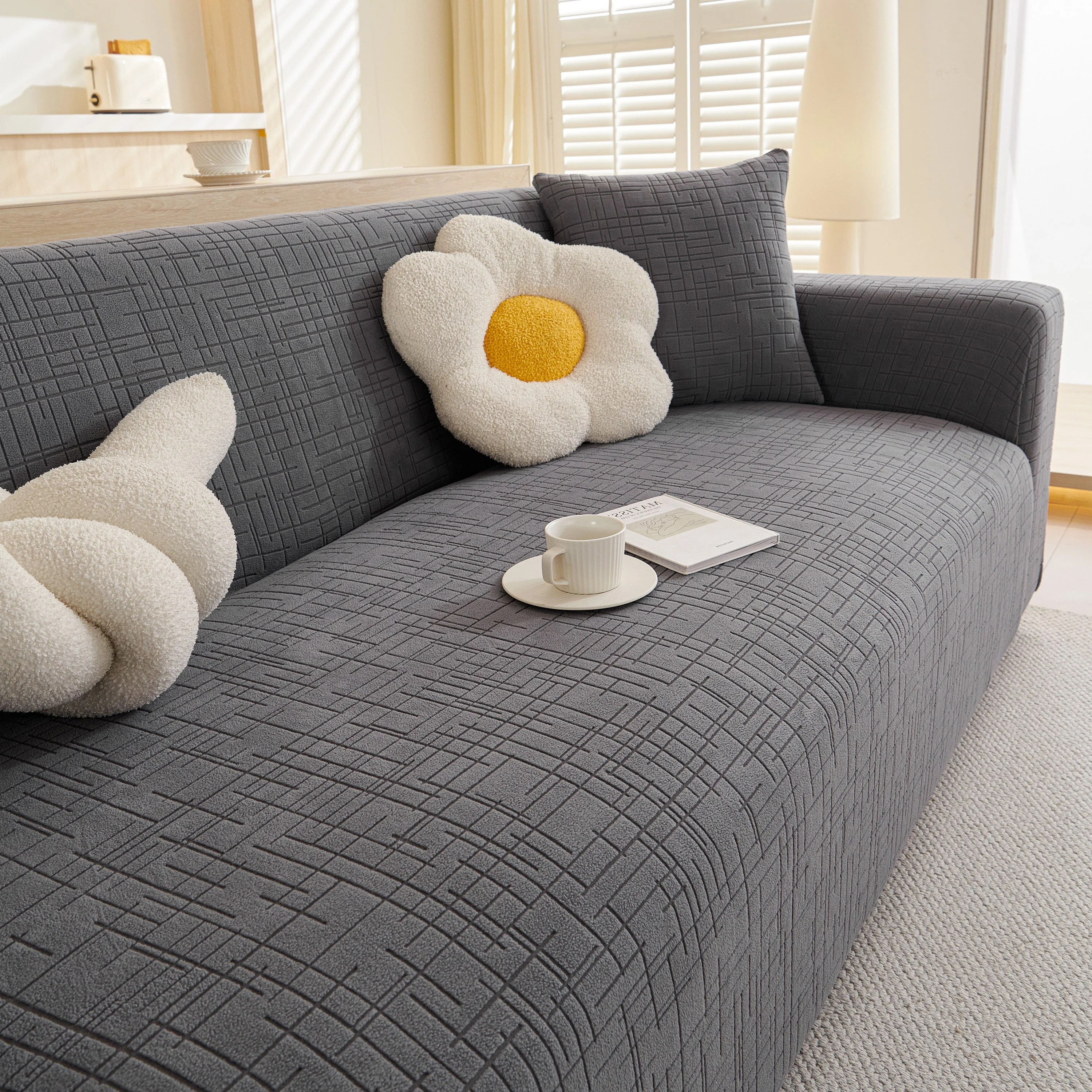 Embossed Lines Couch Covers Stretchable Non-Slip & Washable Sofa Slipcovers - Image 40