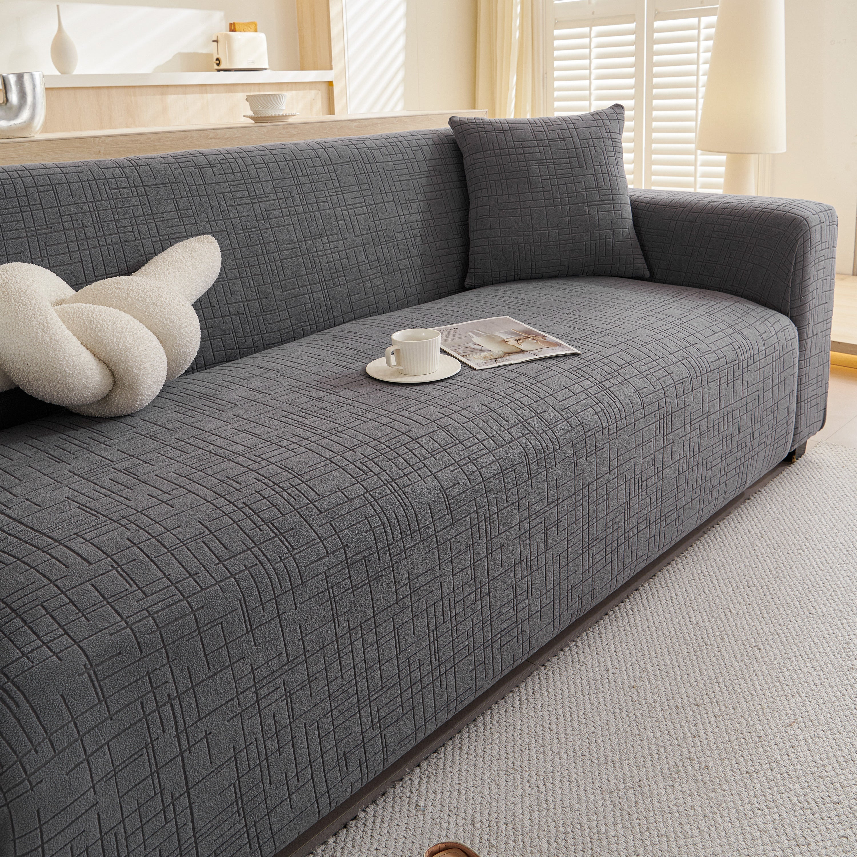 Embossed Lines Couch Covers Stretchable Non-Slip & Washable Sofa Slipcovers - Image 43